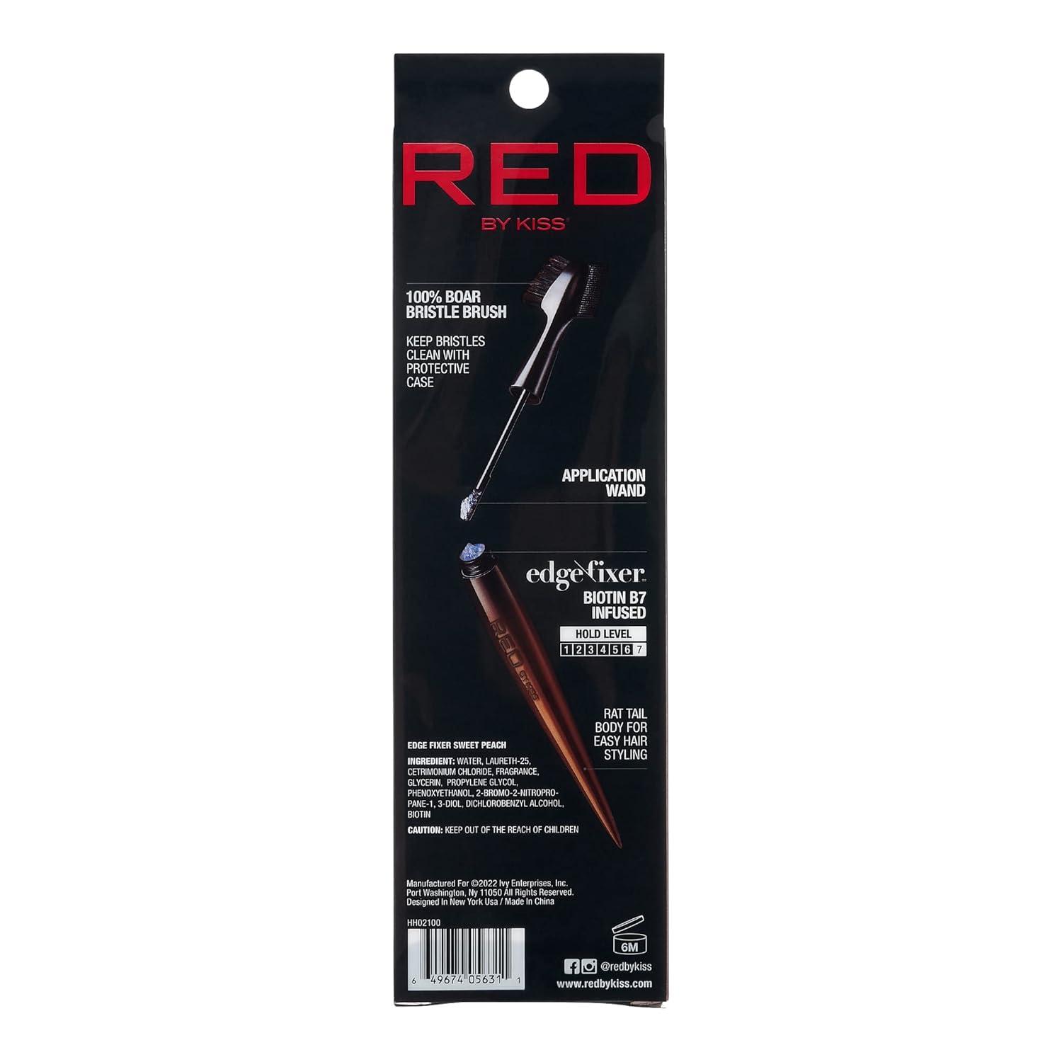 imageRED by Kiss Edge Cara 4 in 1 Edge Brush Comb Boar Bristles with Edge Fixer Sweet PeachSweet Peach