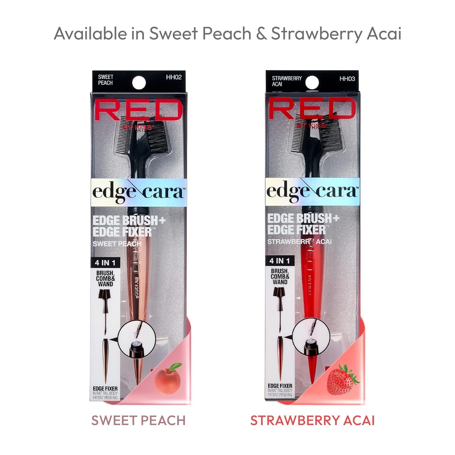 imageRED by Kiss Edge Cara 4 in 1 Edge Brush Comb Boar Bristles with Edge Fixer Sweet PeachSweet Peach