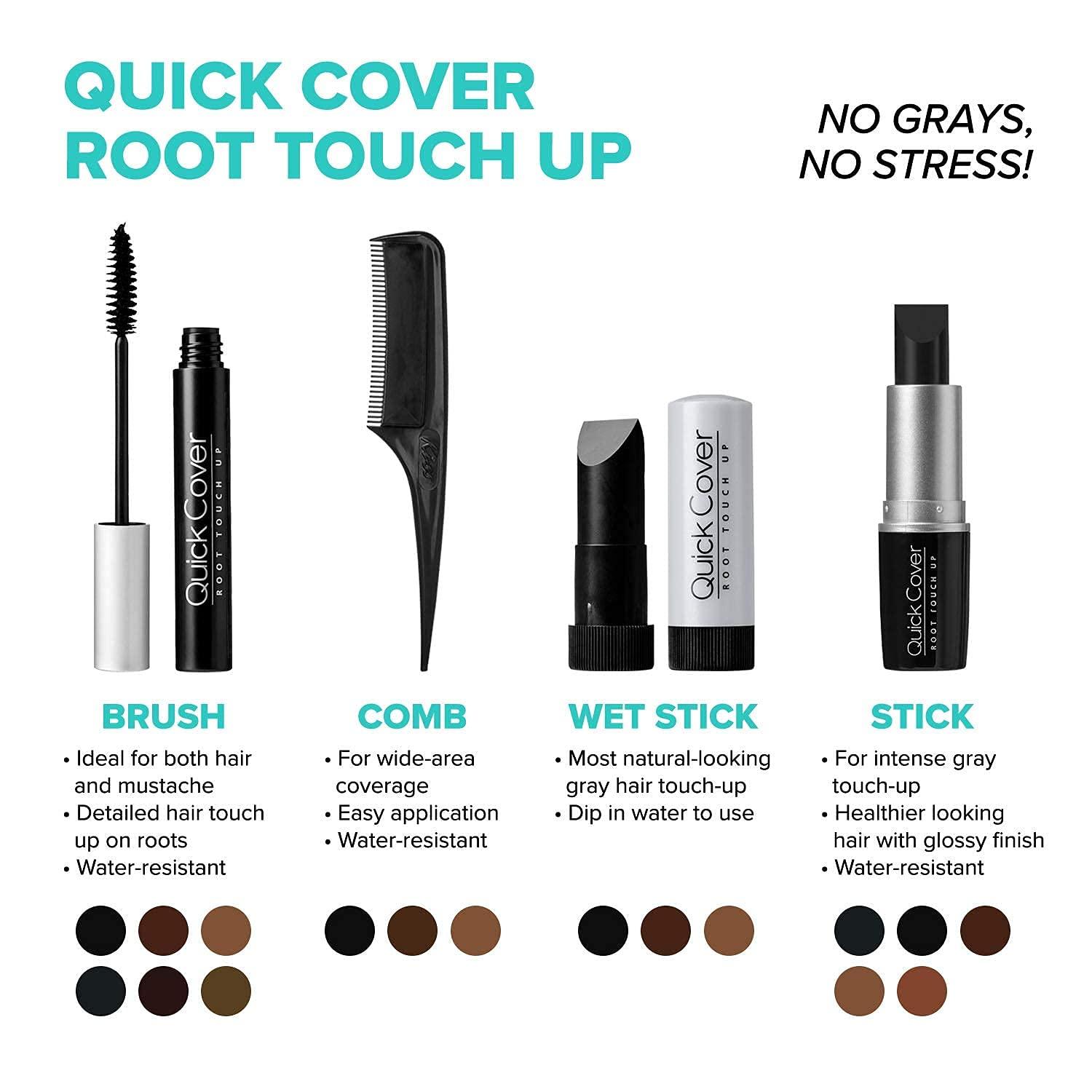 imageRED by Kiss Quick Cover Root Touch Up Stick WaterResistant Temporary Gray Hair Concealer with Brush for Roots and Beard LongLasting Coverage Easy Application 1 Pack Mahogany2 Pack Black