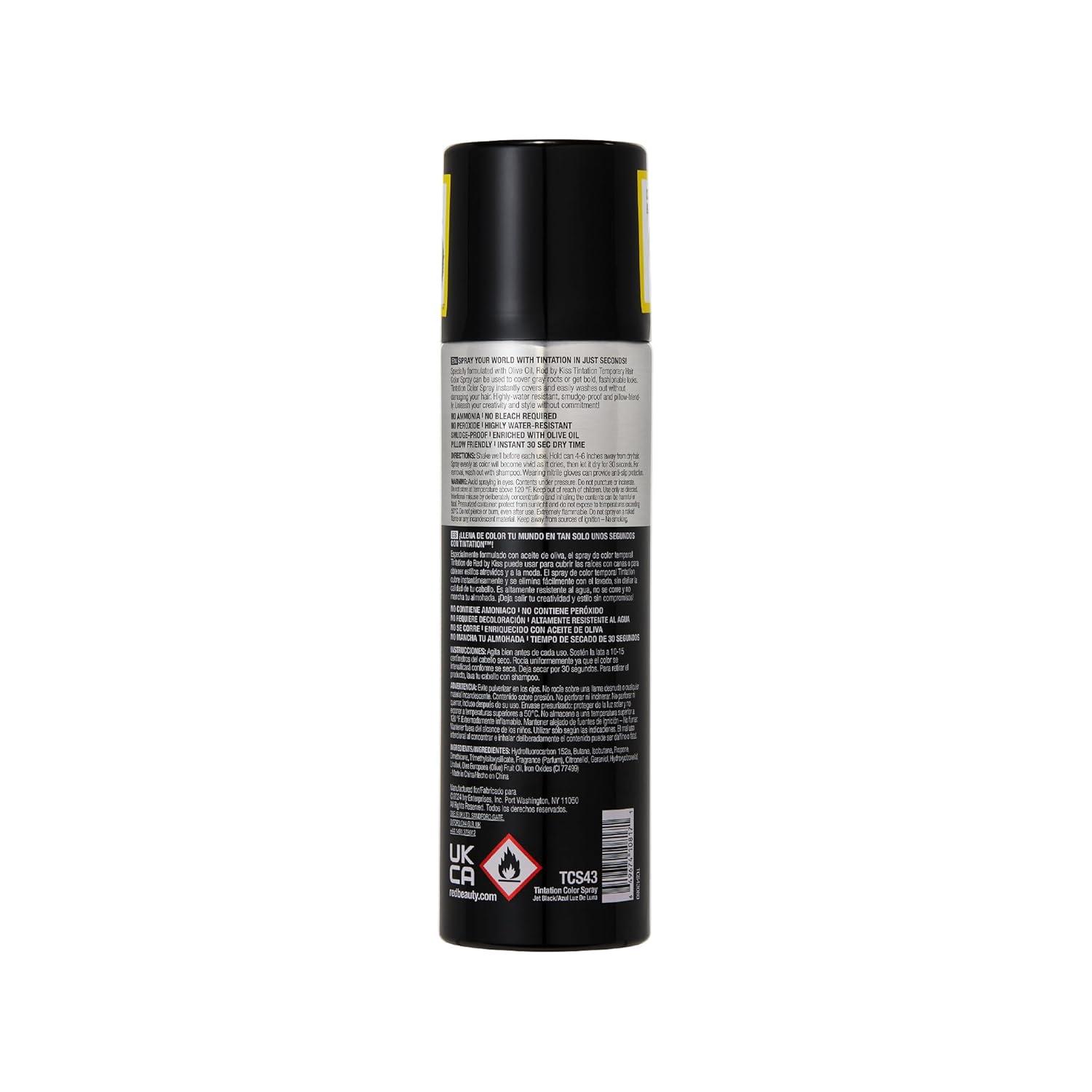 imageRED by Kiss Tintation Temporary Hair Color Spray Extra Large Size Instant Gray Root Cover Up WaterResistant SmudgeProof Hairline ampamp Barber TouchUp Quick Dry Black 115 OZJet Black