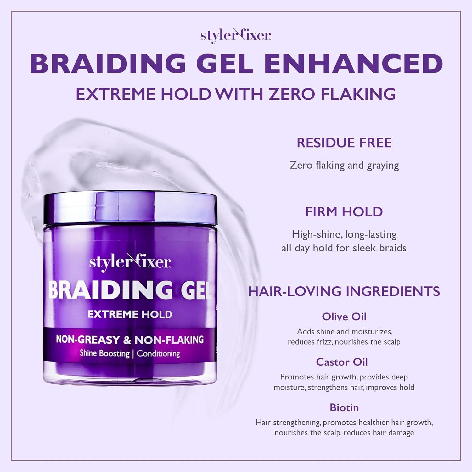 imageRed by Kiss Braiding Gel Extreme Hold Styler Fixer for Box Braids ampamp Cornrows Hydrating Conditioning LongLasting Frizz Control 4C Moisturizing Nourishing High Shine 1 fl ozStrawberry Acai