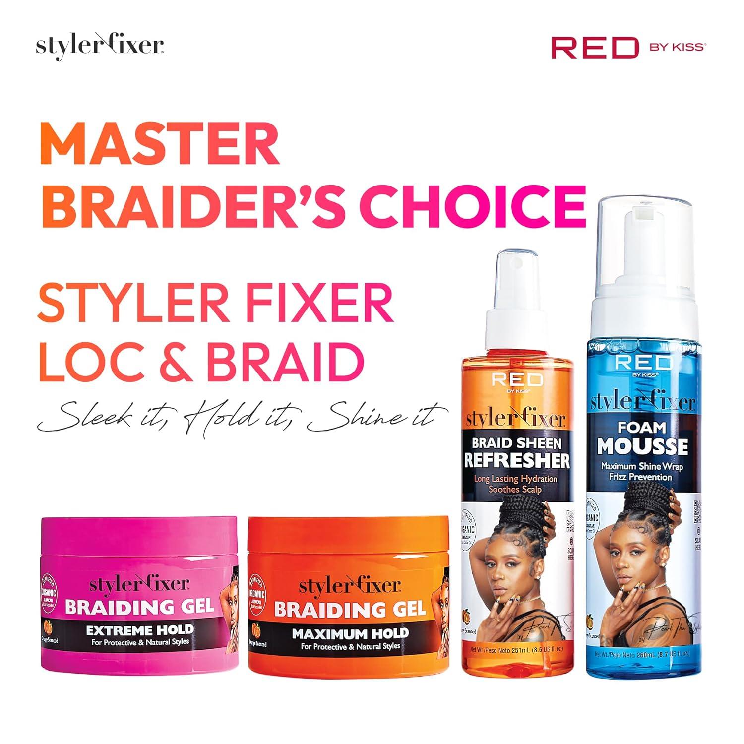 imageRed by Kiss Braiding Gel Extreme Hold Styler Fixer for Box Braids ampamp Cornrows Hydrating Conditioning LongLasting Frizz Control 4C Moisturizing Nourishing High Shine 1 fl ozOrange