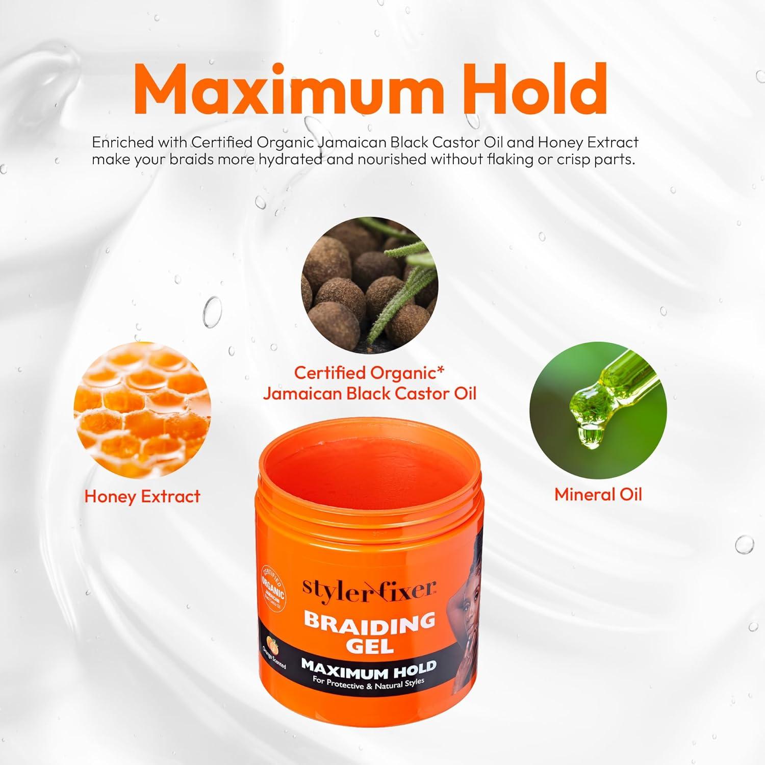 imageRed by Kiss Braiding Gel Extreme Hold Styler Fixer for Box Braids ampamp Cornrows Hydrating Conditioning LongLasting Frizz Control 4C Moisturizing Nourishing High Shine 1 fl ozOrange