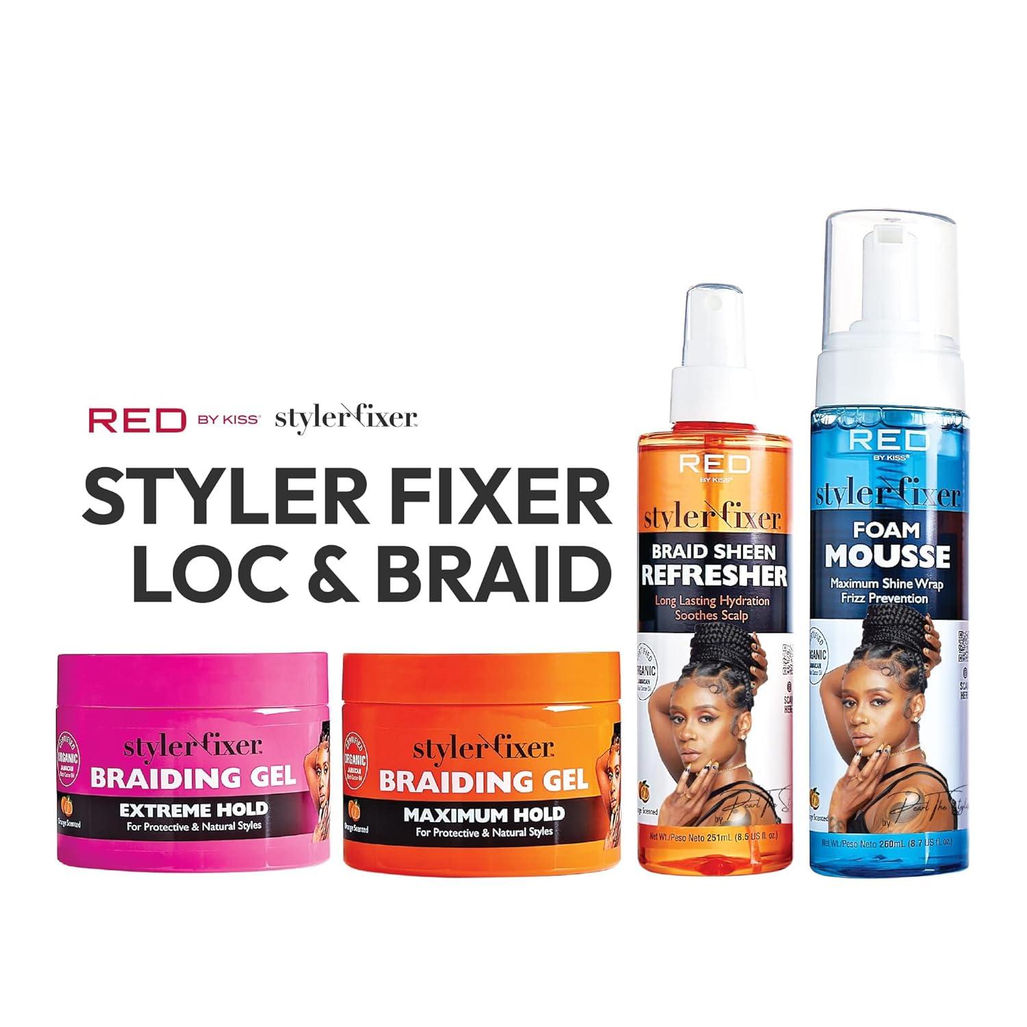 imageRed by Kiss Braiding Gel Extreme Hold Styler Fixer for Box Braids ampamp Cornrows Hydrating Conditioning LongLasting Frizz Control 4C Moisturizing Nourishing High Shine 6 fl oz