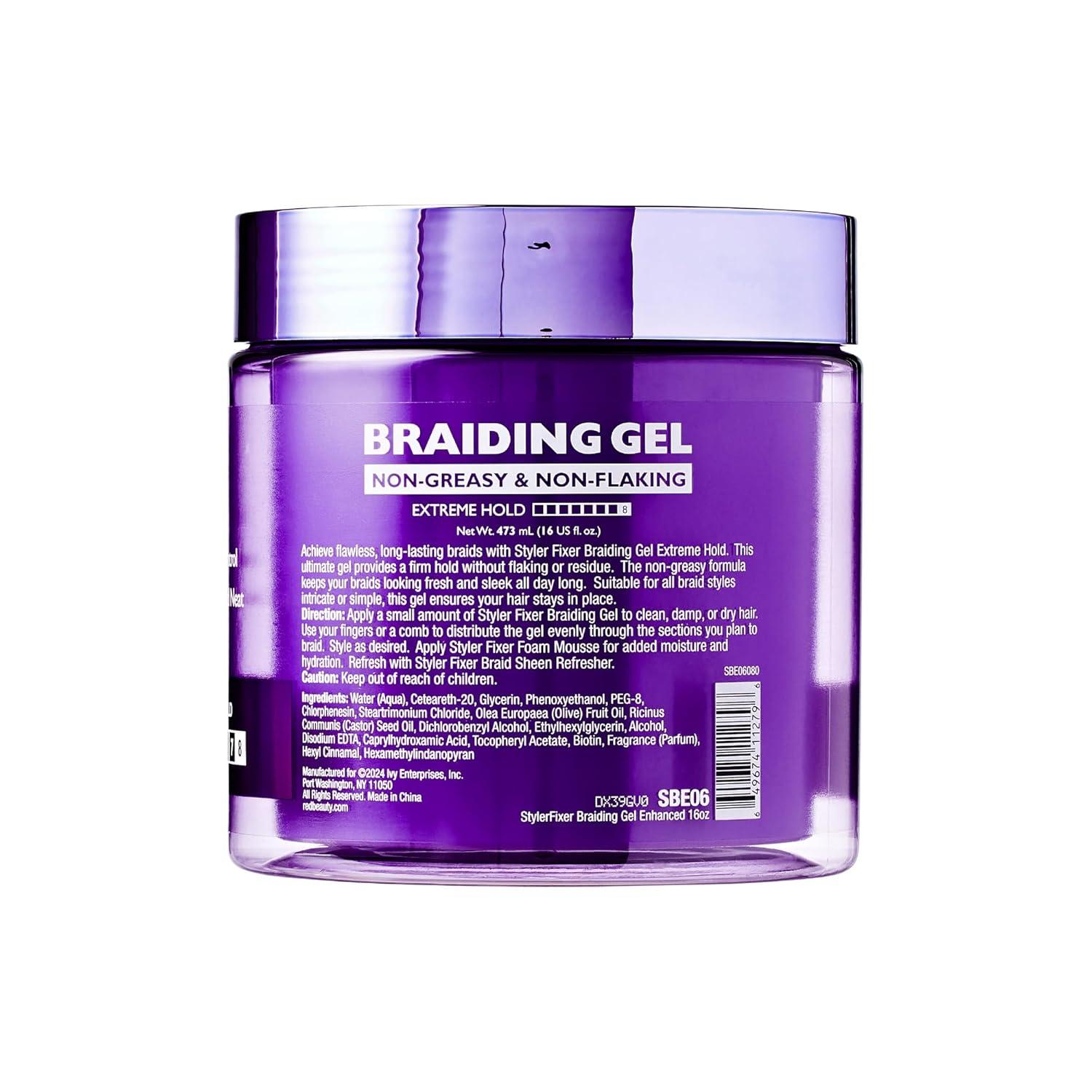 imageRed by Kiss Braiding Gel Extreme Hold Styler Fixer for Box Braids ampamp Cornrows Hydrating Conditioning LongLasting Frizz Control 4C Moisturizing Nourishing High Shine 1 fl ozStrawberry Acai