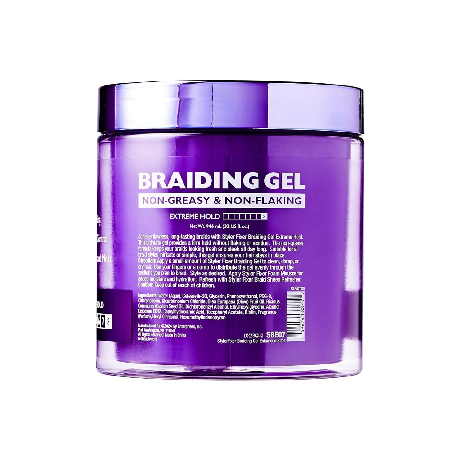 imageRed by Kiss Braiding Gel Extreme Hold Styler Fixer for Box Braids ampamp Cornrows Hydrating Conditioning LongLasting Frizz Control 4C Moisturizing Nourishing High Shine 1 fl ozStrawberry Acai