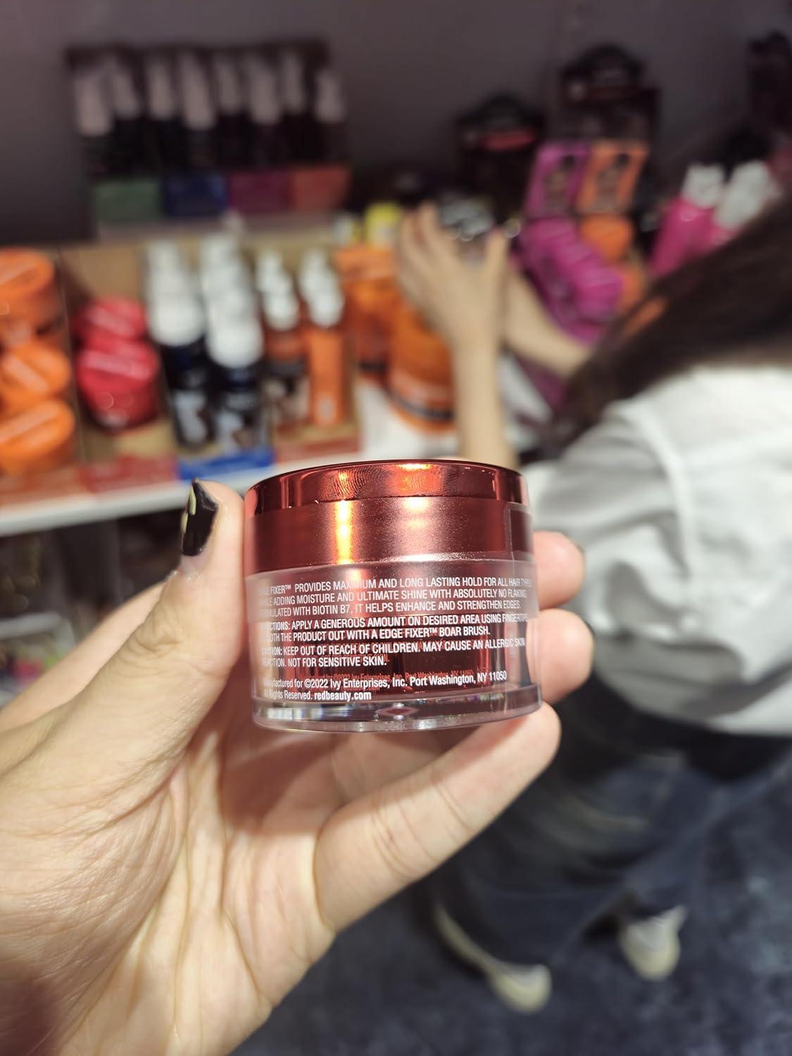 imageRed by Kiss Edge Fixer 24 Hour Maximum Hold Edge Wax No Flaking Biotin B7 Infused Hair Gel 101 flozRed Apple