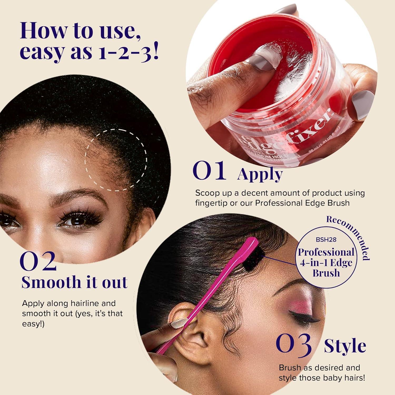 imageRed by Kiss Edge Fixer 24 Hour Maximum Hold Edge Wax No Flaking Biotin B7 Infused Hair Gel 101 flozStrawberry Acai