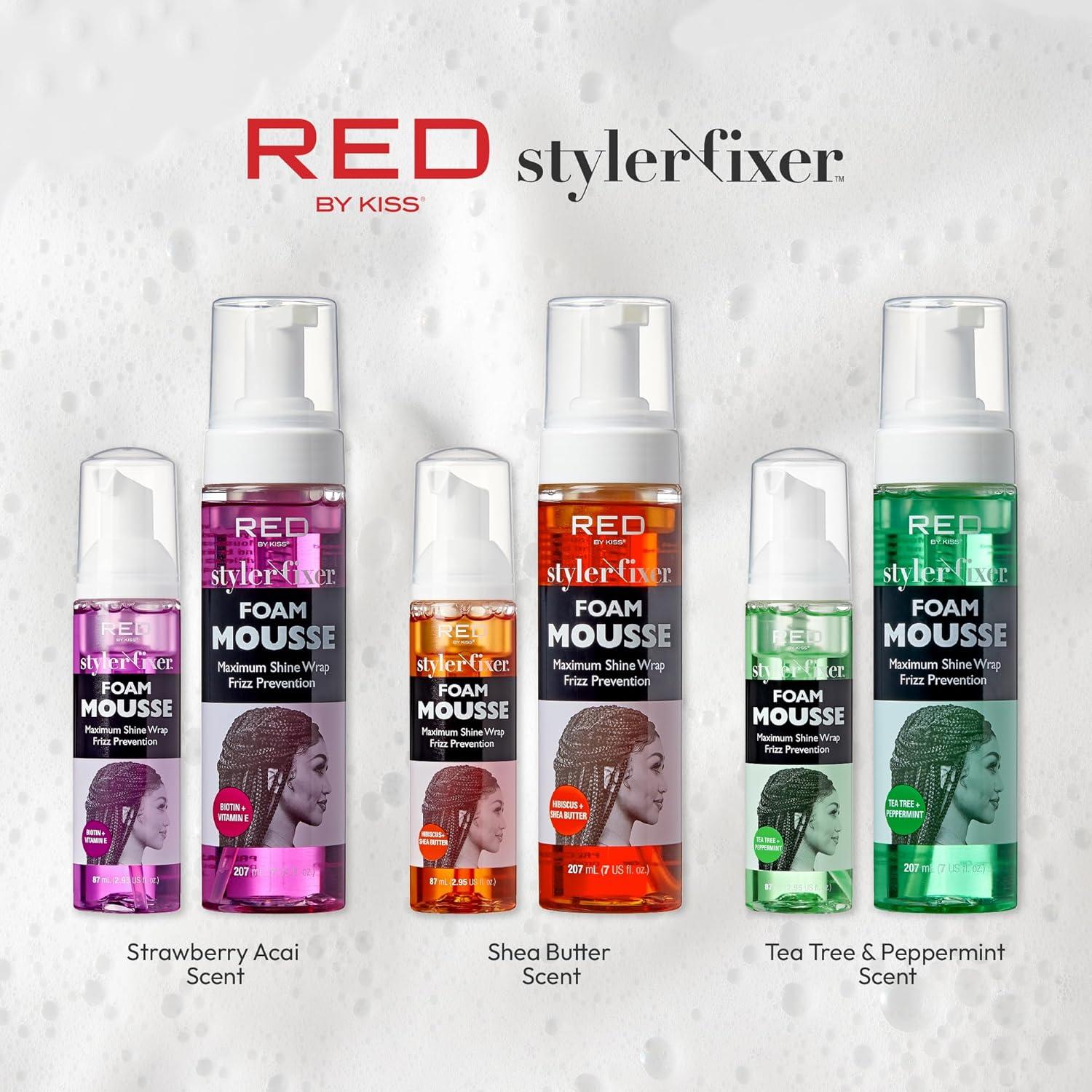 imageRed by Kiss Foaming Mousse Maximum Shine Wrap Mousse Reduce ampamp Prevent Frizz Define Curls Set ampamp Hold Styles Nourishes Dry ampamp Brittle Hair Hibiscus Shea ButterBiotin Vitamin E
