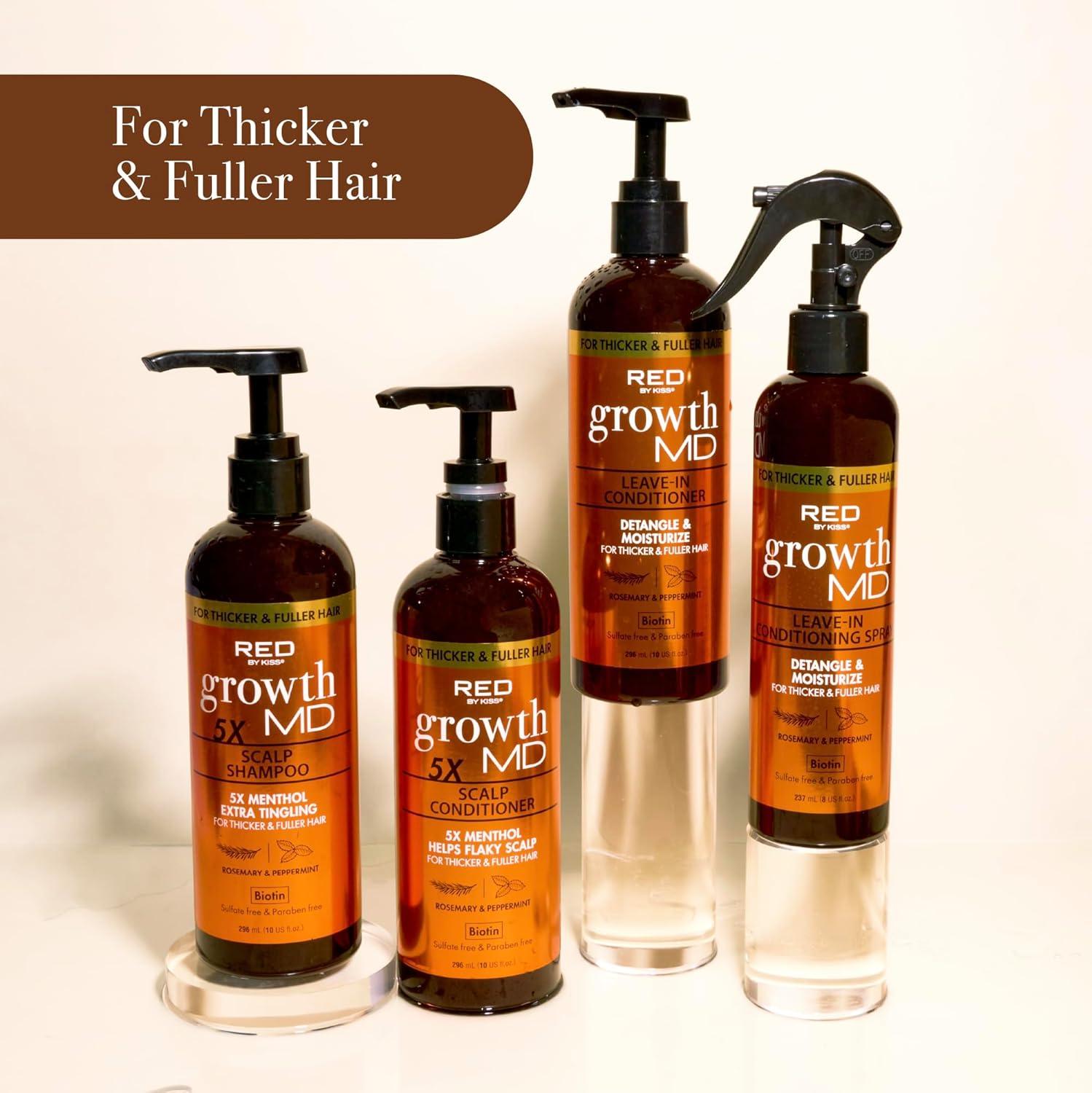 imageRed by Kiss Growth MD Scalp Shampoo 5X Menthol Extra Tingling for Thicker ampamp Fuller Hair Vitamins ampamp Biotin Infused for Strengthening ampamp Itch Relief Vegan Formula ampamp Cruelty Free 10oz10 Ounce Pack of 1