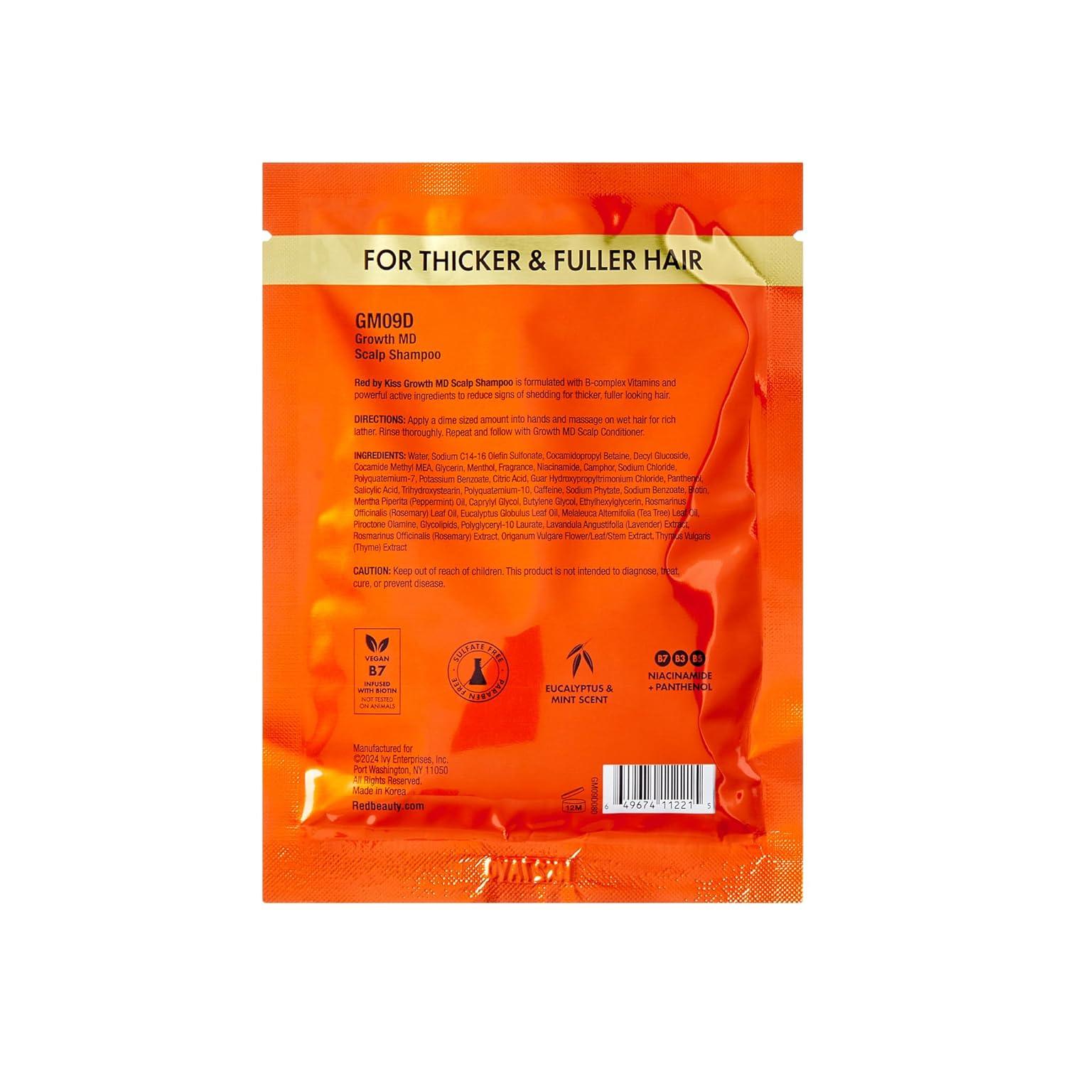 imageRed by Kiss Growth MD Scalp Shampoo 5X Menthol Extra Tingling for Thicker ampamp Fuller Hair Vitamins ampamp Biotin Infused for Strengthening ampamp Itch Relief Vegan Formula ampamp Cruelty Free 10oz175 Ounce Pack of 3