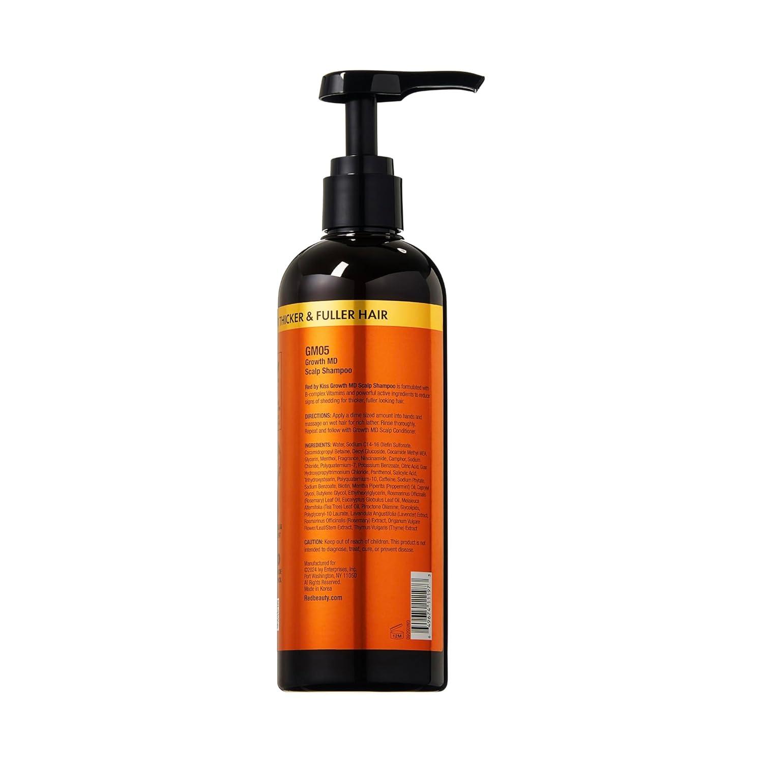 imageRed by Kiss Growth MD Scalp Shampoo 5X Menthol Extra Tingling for Thicker ampamp Fuller Hair Vitamins ampamp Biotin Infused for Strengthening ampamp Itch Relief Vegan Formula ampamp Cruelty Free 10oz10 Ounce Pack of 1