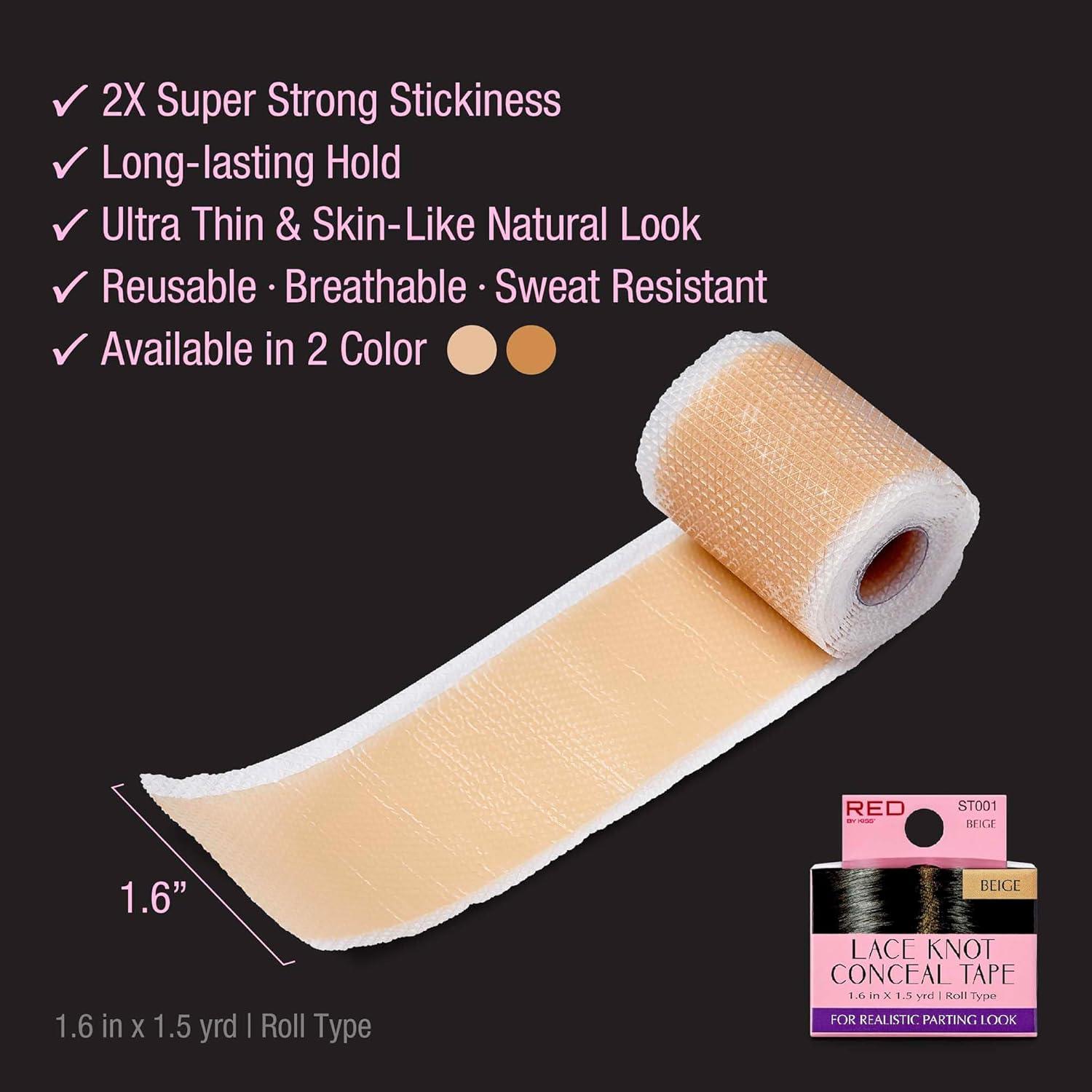 imageRed by Kiss Lace Knot Conceal Tape UltraThin ampamp SkinLike Silicone Wig Tape for Lace Wig Grids ampamp Knots Reusable ampamp SweatResistant Strong Hold Lightweight Beige RollBeige