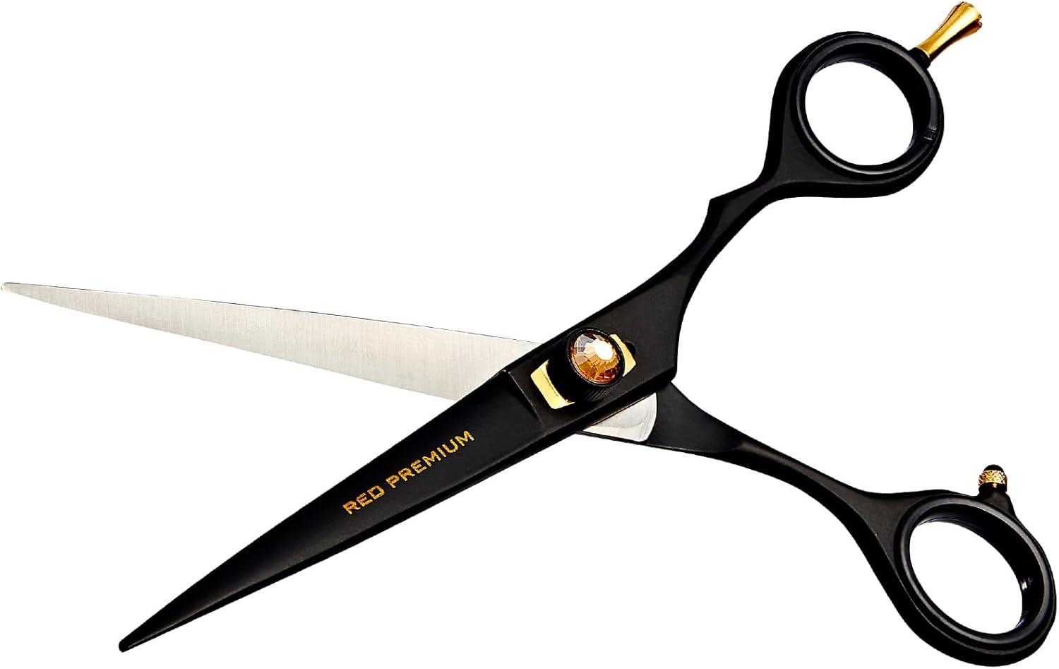 imageRed by Kiss Premium Artisan Professional Hair Shears Ice Tempered Japanese Stainless Steel Scissors Sharp Blades for Precise Cutting Ergonomic ampamp Adjustable Tension Screw Thinning 65inStraight
