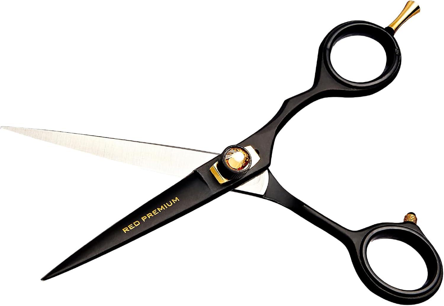 imageRed by Kiss Premium Artisan Professional Hair Shears Ice Tempered Japanese Stainless Steel Scissors Sharp Blades for Precise Cutting Ergonomic ampamp Adjustable Tension Screw Thinning 65inStraight