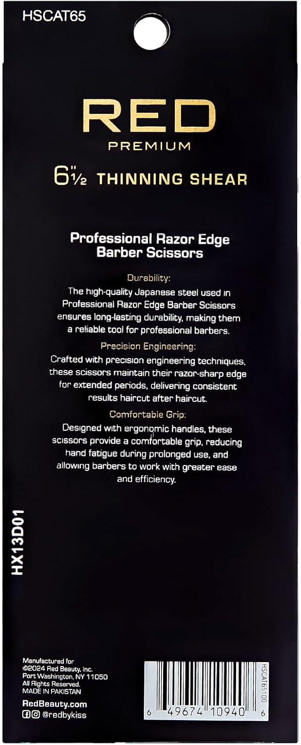 imageRed by Kiss Premium Artisan Professional Hair Shears Ice Tempered Japanese Stainless Steel Scissors Sharp Blades for Precise Cutting Ergonomic ampamp Adjustable Tension Screw Thinning 65inThinning
