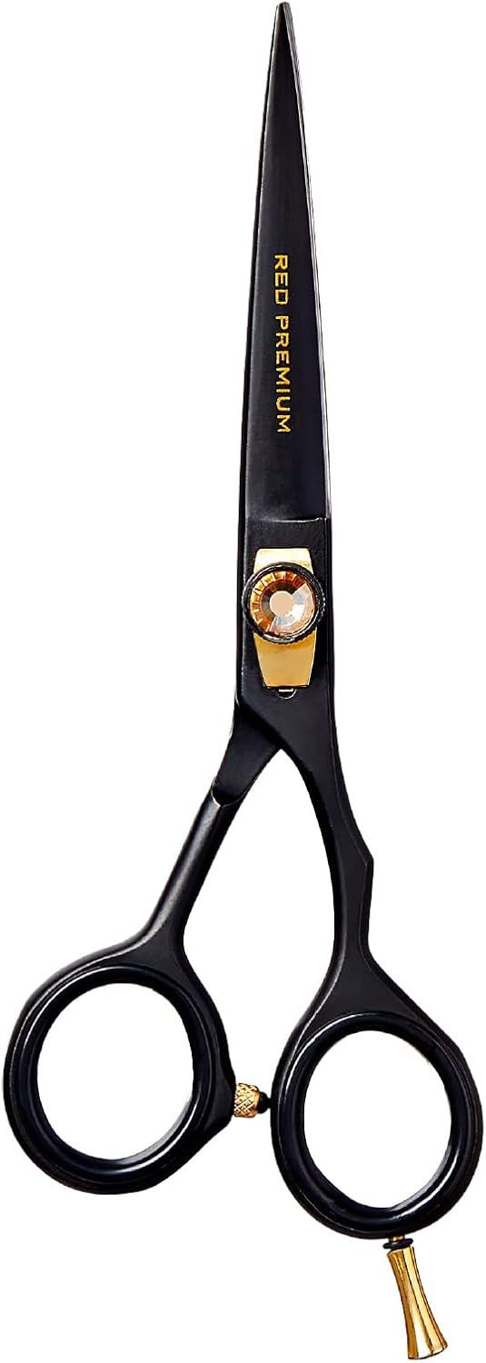imageRed by Kiss Premium Artisan Professional Hair Shears Ice Tempered Japanese Stainless Steel Scissors Sharp Blades for Precise Cutting Ergonomic ampamp Adjustable Tension Screw Thinning 65inStraight