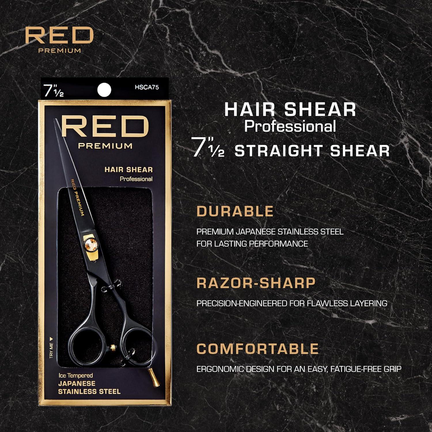 imageRed by Kiss Premium Artisan Professional Hair Shears Ice Tempered Japanese Stainless Steel Scissors Sharp Blades for Precise Cutting Ergonomic ampamp Adjustable Tension Screw Thinning 65inStraight