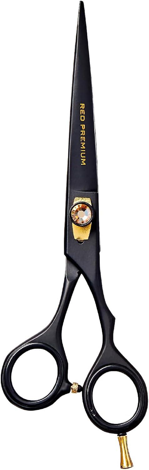 imageRed by Kiss Premium Artisan Professional Hair Shears Ice Tempered Japanese Stainless Steel Scissors Sharp Blades for Precise Cutting Ergonomic ampamp Adjustable Tension Screw Thinning 65inStraight