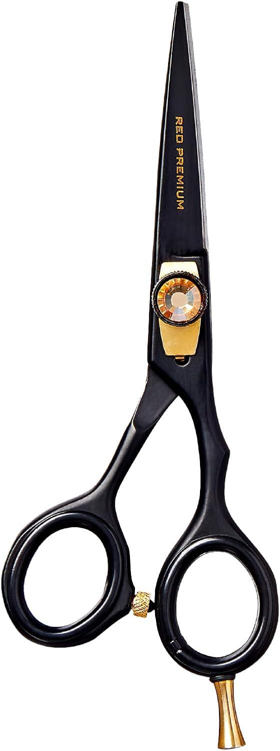 imageRed by Kiss Premium Artisan Professional Hair Shears Ice Tempered Japanese Stainless Steel Scissors Sharp Blades for Precise Cutting Ergonomic ampamp Adjustable Tension Screw Thinning 65inStraight
