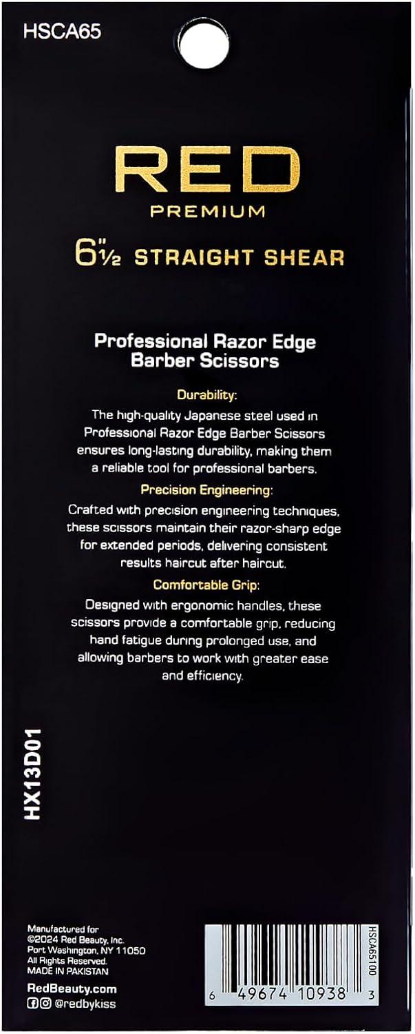 imageRed by Kiss Premium Artisan Professional Hair Shears Ice Tempered Japanese Stainless Steel Scissors Sharp Blades for Precise Cutting Ergonomic ampamp Adjustable Tension Screw Thinning 65inStraight