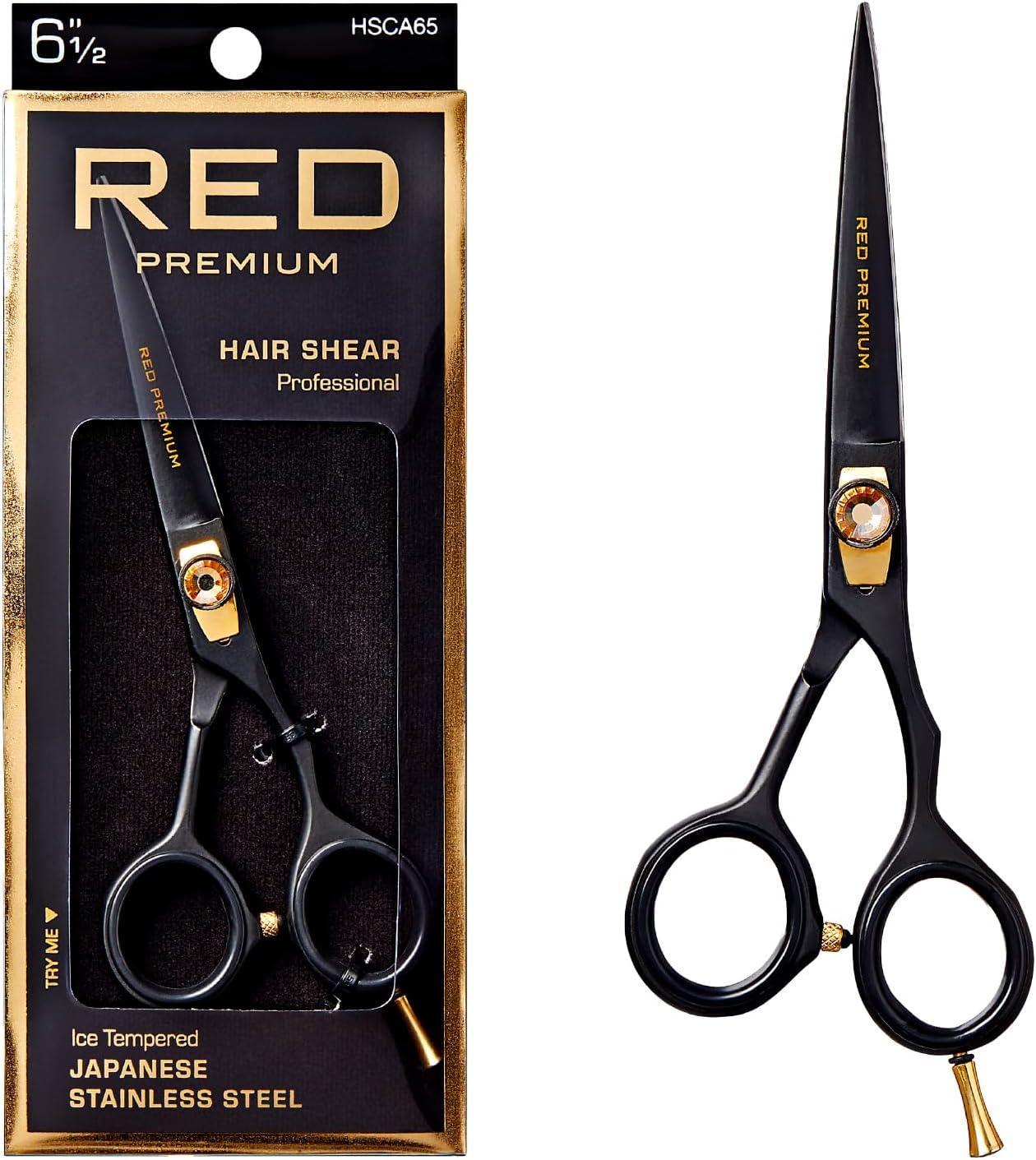 imageRed by Kiss Premium Artisan Professional Hair Shears Ice Tempered Japanese Stainless Steel Scissors Sharp Blades for Precise Cutting Ergonomic ampamp Adjustable Tension Screw Thinning 65inStraight