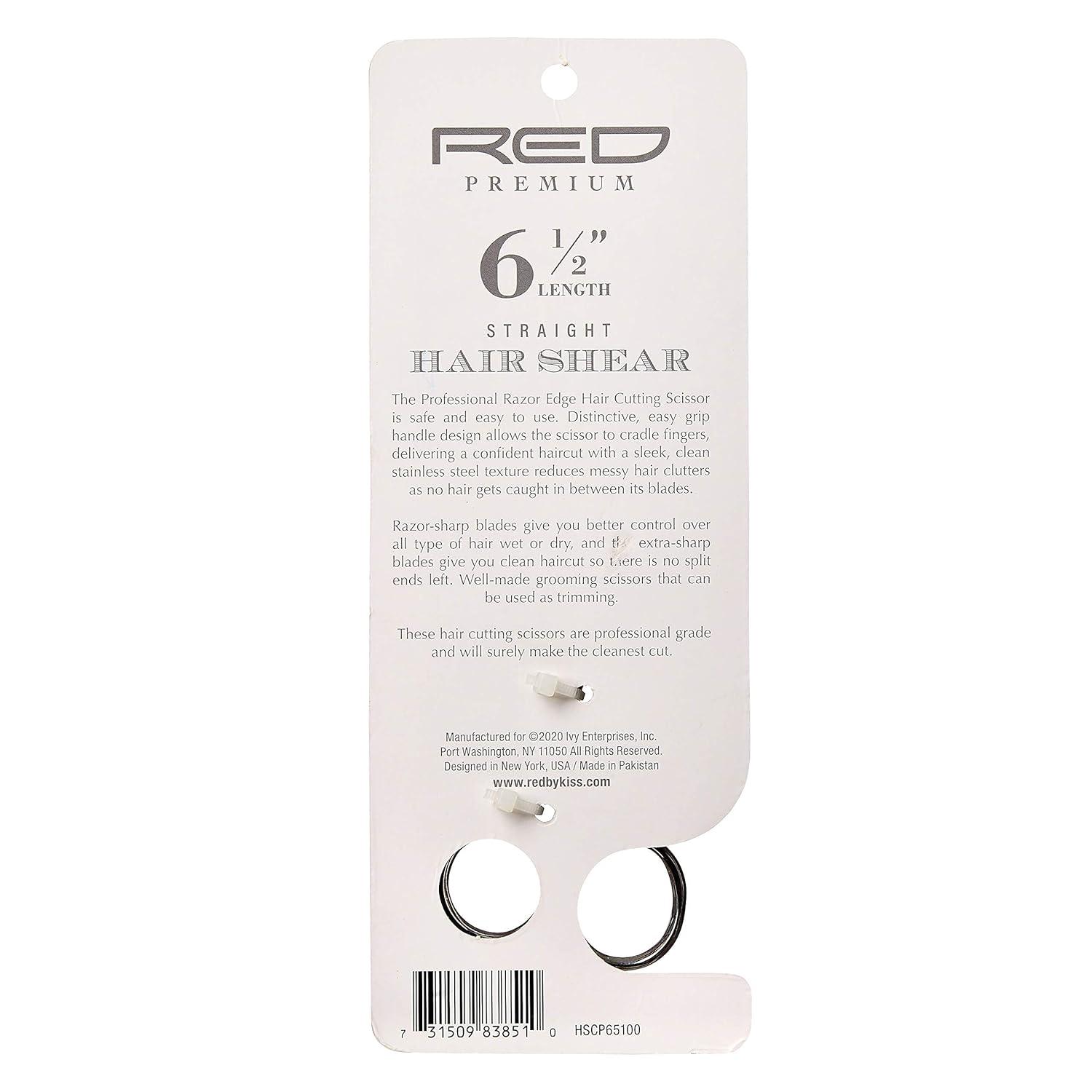 imageRed by Kiss Premium Hair Shear 100 Stainless Steel Scissors Premium 65quot Razor Sharp Edge Blade Comfort Grip with Finger Rest65