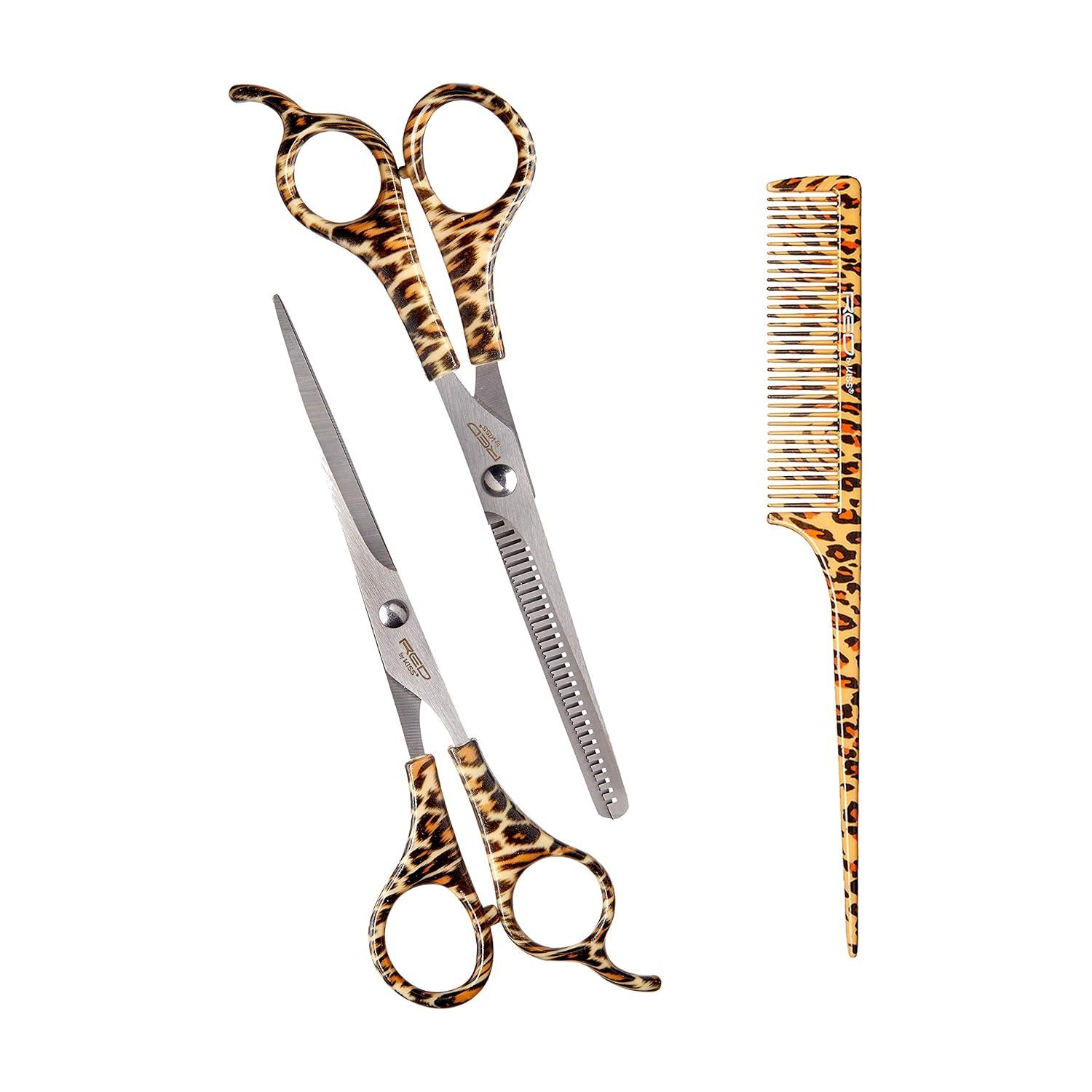 imageRed by Kiss Premium Hair Shear 100 Stainless Steel Scissors Premium 65quot Razor Sharp Edge Blade Comfort Grip with Finger Rest65