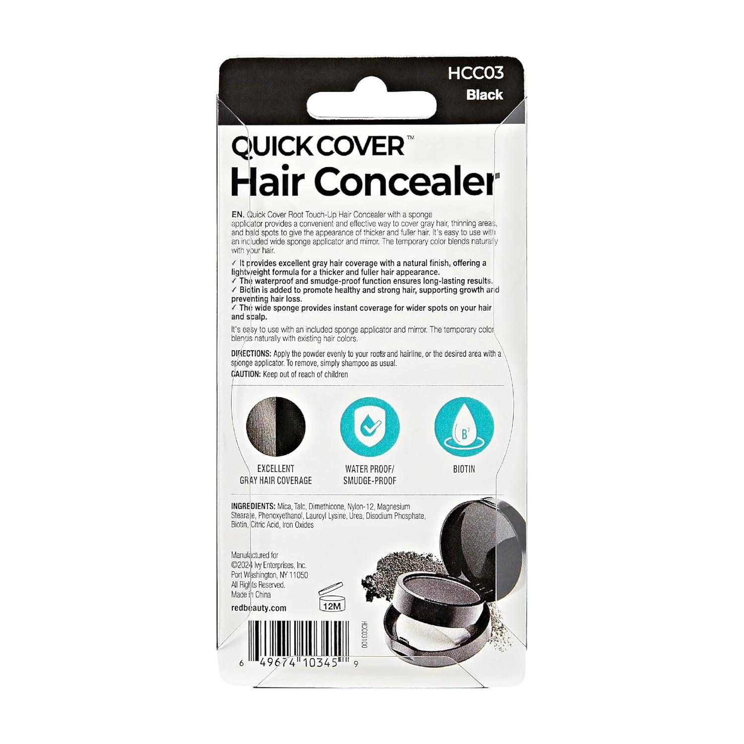 imageRed by Kiss Quick Cover Hair Concealer Temporary Root TouchUp Broad Mass Gray Coverage Lightweight ampamp Waterproof Biotin Infused Dark BrownBlack