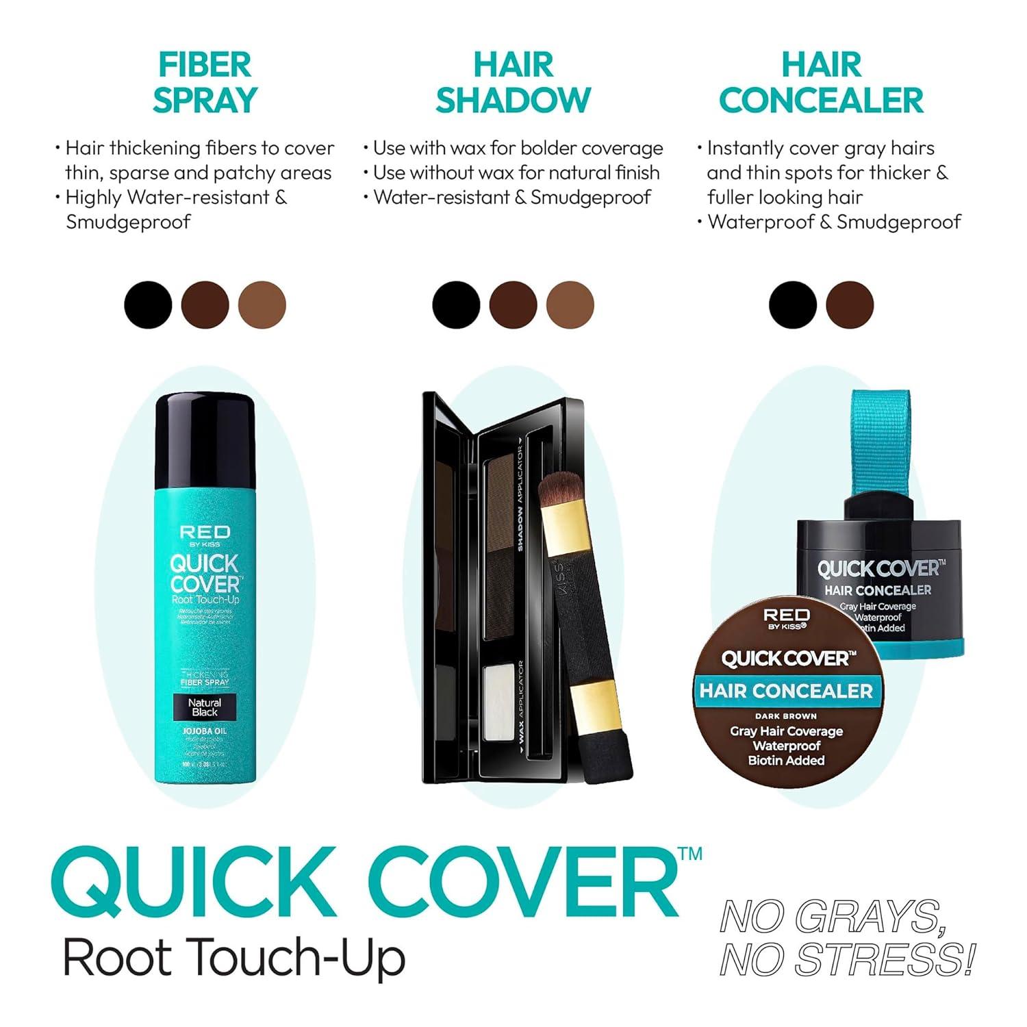 imageRed by Kiss Quick Cover Hair Concealer Temporary Root TouchUp Broad Mass Gray Coverage Lightweight ampamp Waterproof Biotin Infused Dark BrownDark Brown