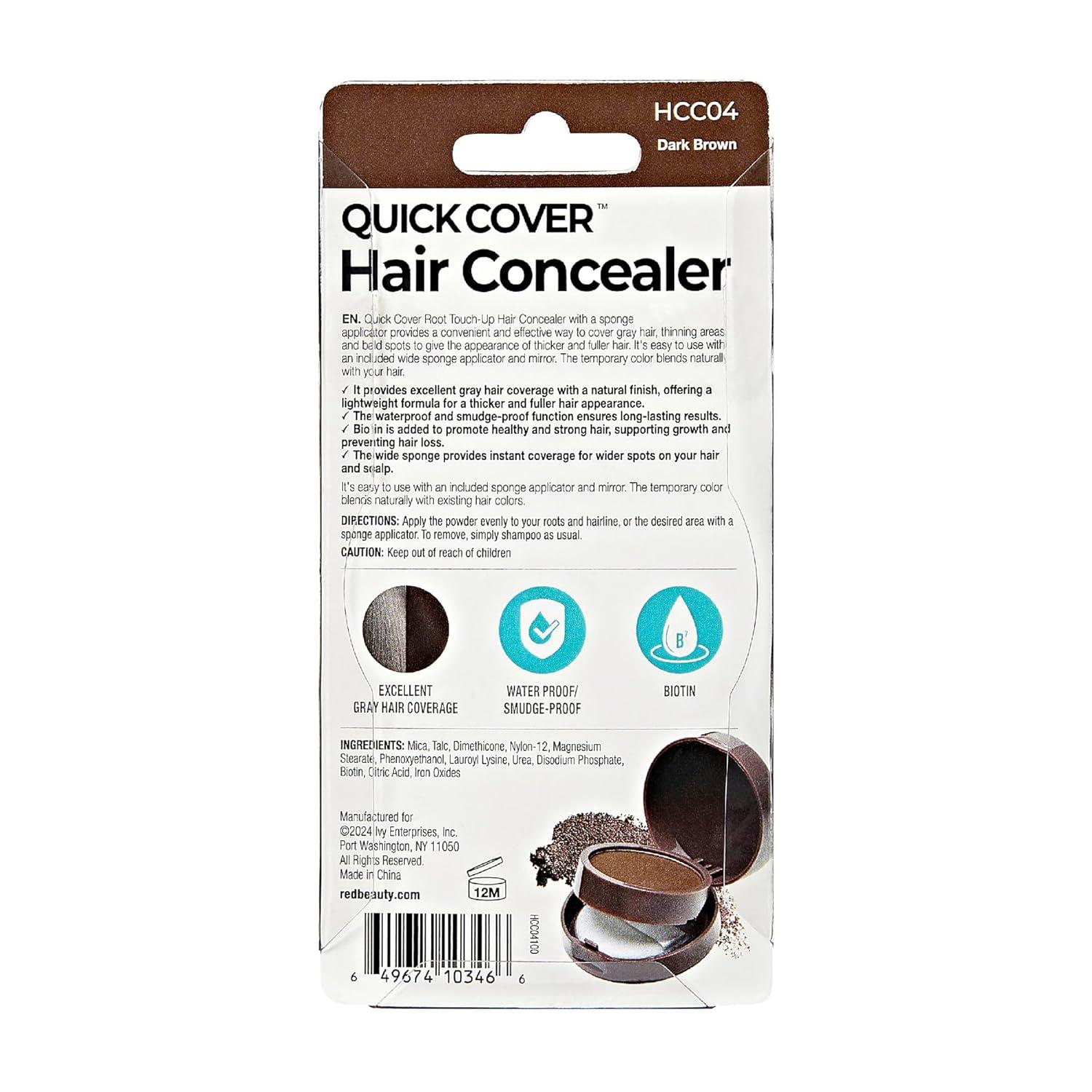 imageRed by Kiss Quick Cover Hair Concealer Temporary Root TouchUp Broad Mass Gray Coverage Lightweight ampamp Waterproof Biotin Infused Dark BrownDark Brown