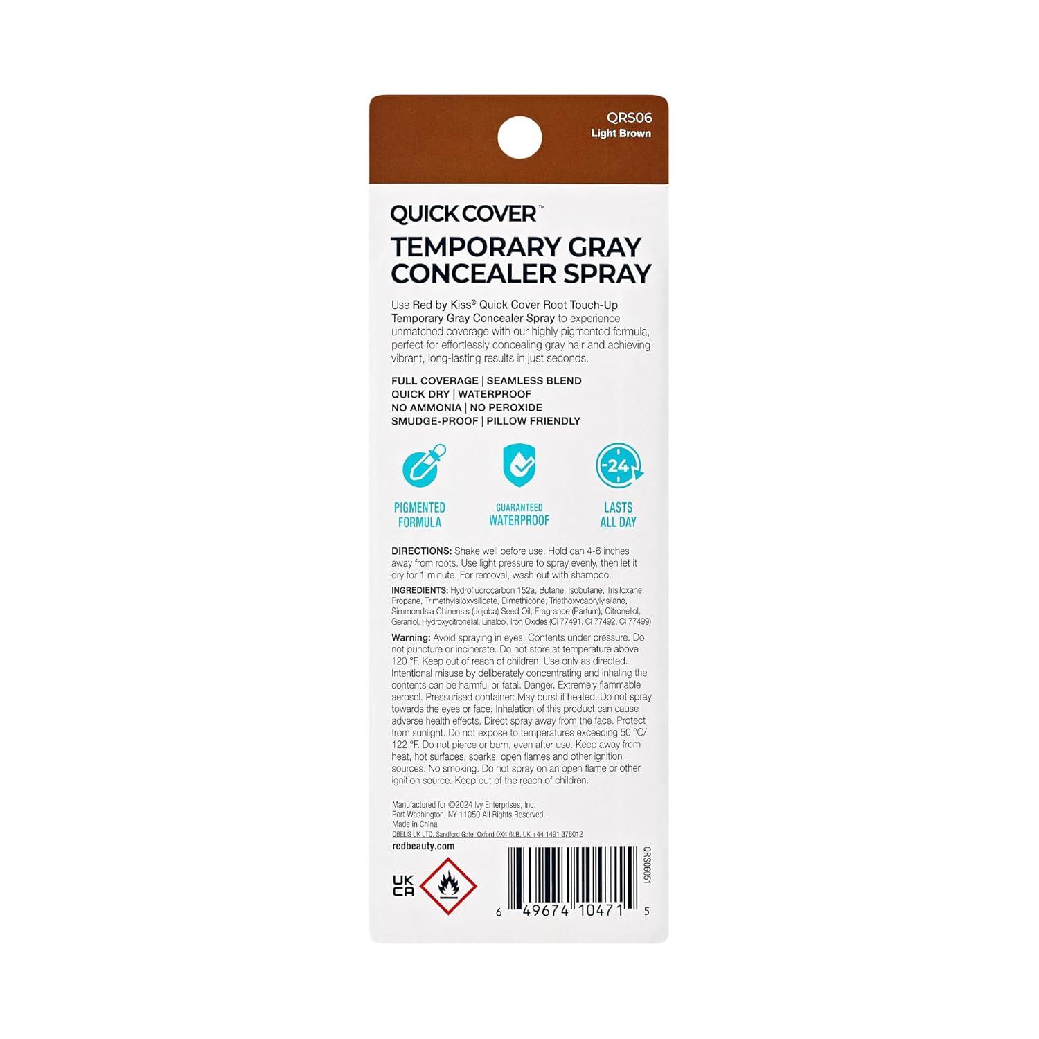 imageRed by Kiss Quick Cover Root TouchUp Spray Waterproof ampamp SmudgeProof Gray Coverage QuickDry Formula with Jojoba Oil Lightweight ampamp TravelFriendly Medium Brown 2ozMedium Brown