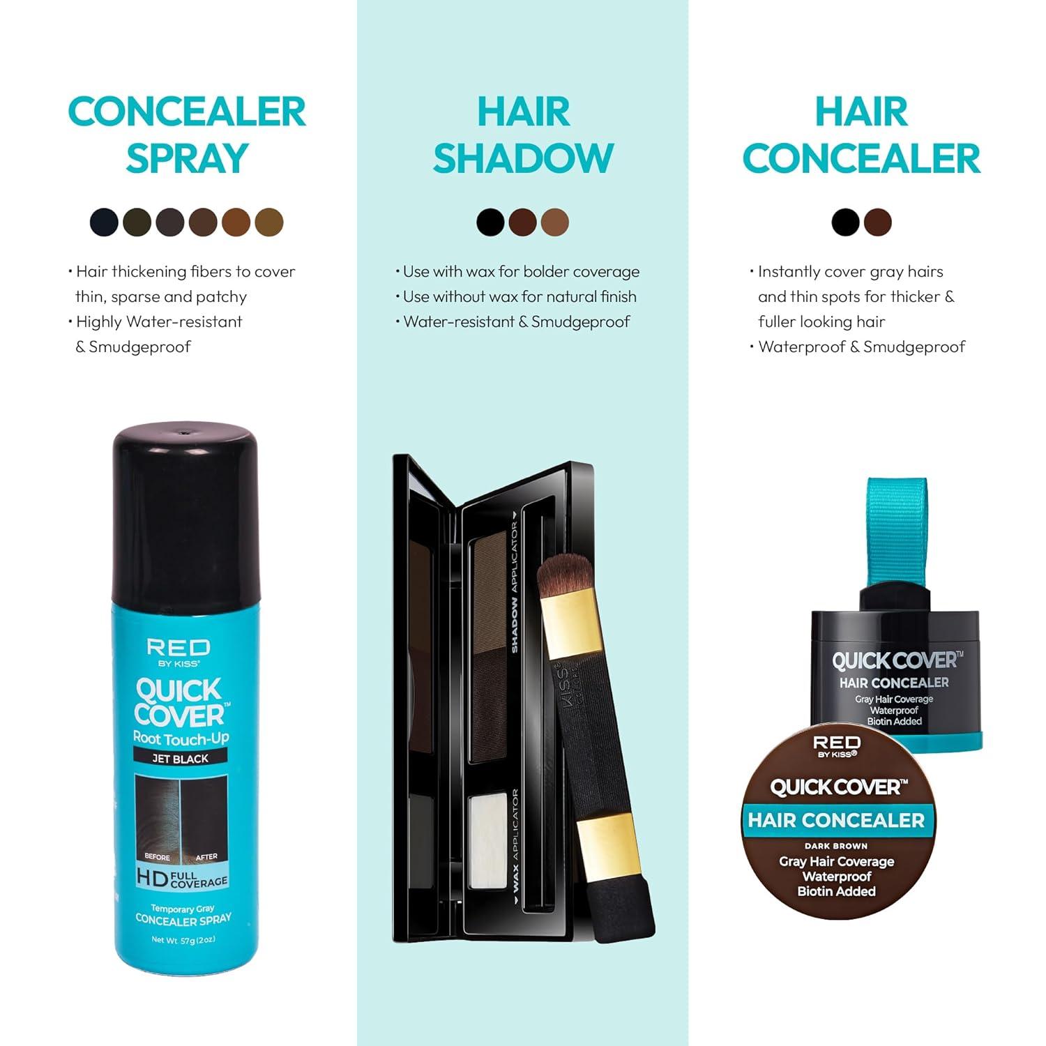 imageRed by Kiss Quick Cover Root TouchUp Spray Waterproof ampamp SmudgeProof Gray Coverage QuickDry Formula with Jojoba Oil Lightweight ampamp TravelFriendly Medium Brown 2ozNatural Black