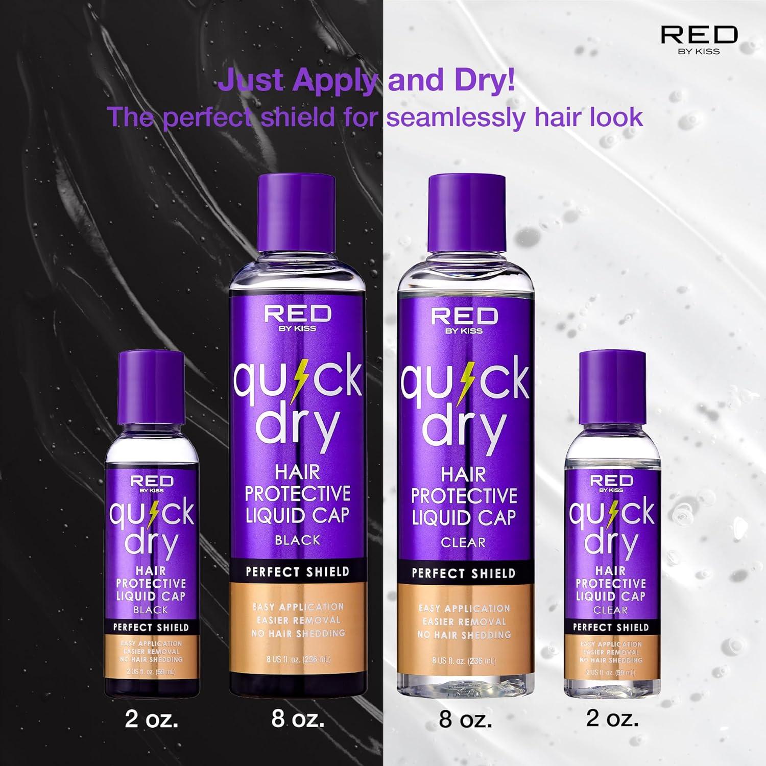 imageRed by Kiss Quick Dry Hair Protective Liquid Cap Strong Lightweight Protection from Weaves Glue Damage Fast Application Quick Drying ampamp Easy Removal Keratin ampamp Tea Tree Enriched Black 2ozClear