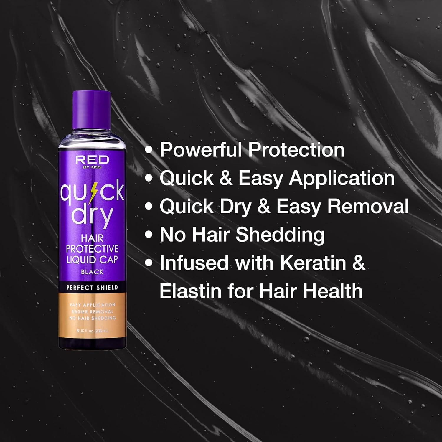 imageRed by Kiss Quick Dry Hair Protective Liquid Cap Strong Lightweight Protection from Weaves Glue Damage Fast Application Quick Drying ampamp Easy Removal Keratin ampamp Tea Tree Enriched Black 2ozBlack