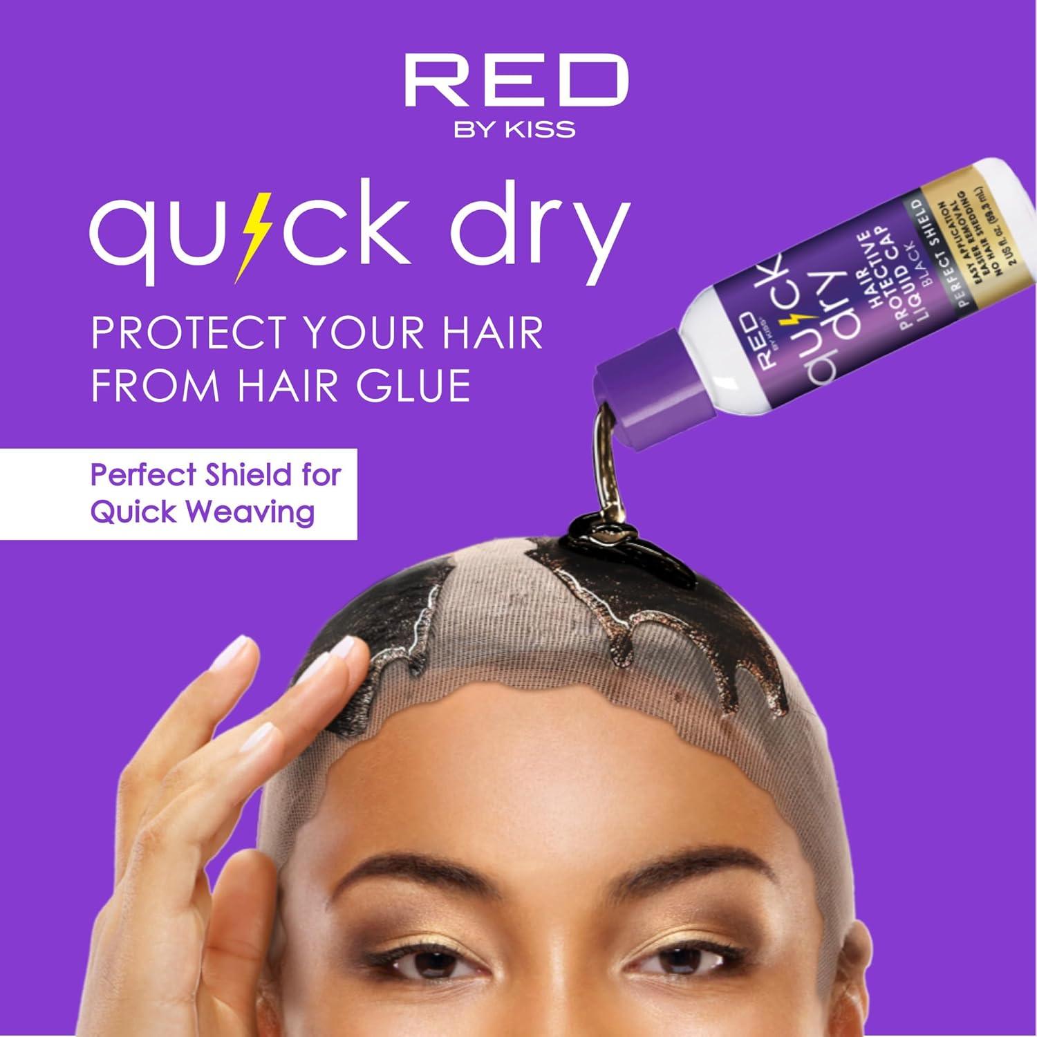 imageRed by Kiss Quick Dry Hair Protective Liquid Cap Strong Lightweight Protection from Weaves Glue Damage Fast Application Quick Drying ampamp Easy Removal Keratin ampamp Tea Tree Enriched Black 2ozBlack