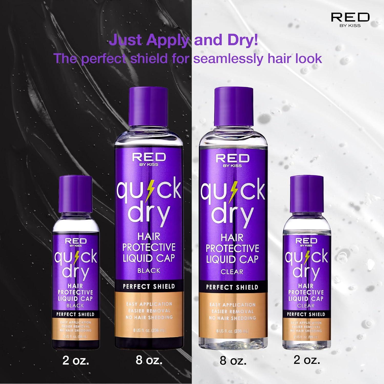 imageRed by Kiss Quick Dry Hair Protective Liquid Cap Strong Lightweight Protection from Weaves Glue Damage Fast Application Quick Drying ampamp Easy Removal Keratin ampamp Tea Tree Enriched Black 2ozBlack