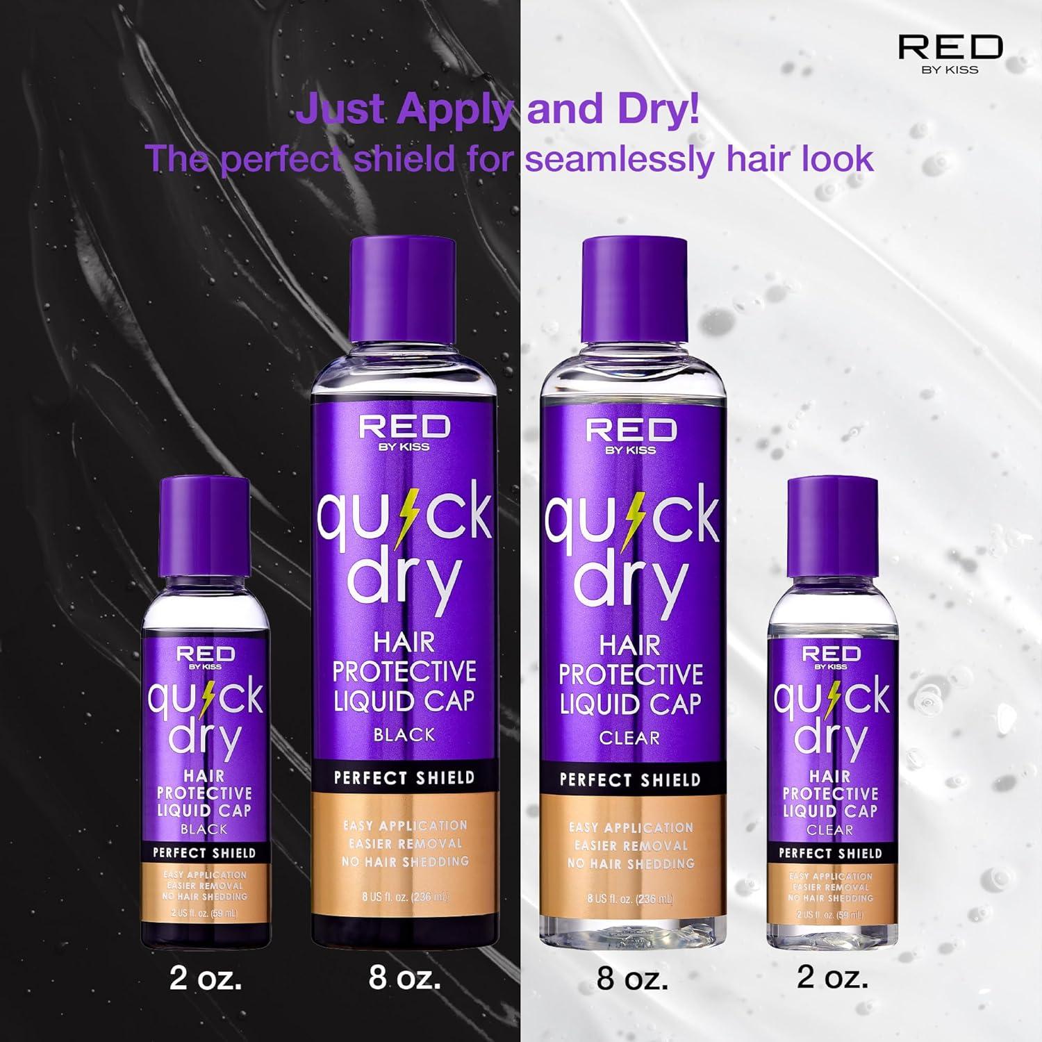 imageRed by Kiss Quick Dry Hair Protective Liquid Cap Strong Lightweight Protection from Weaves Glue Damage Fast Application Quick Drying ampamp Easy Removal Keratin ampamp Tea Tree Enriched Black 2ozClear
