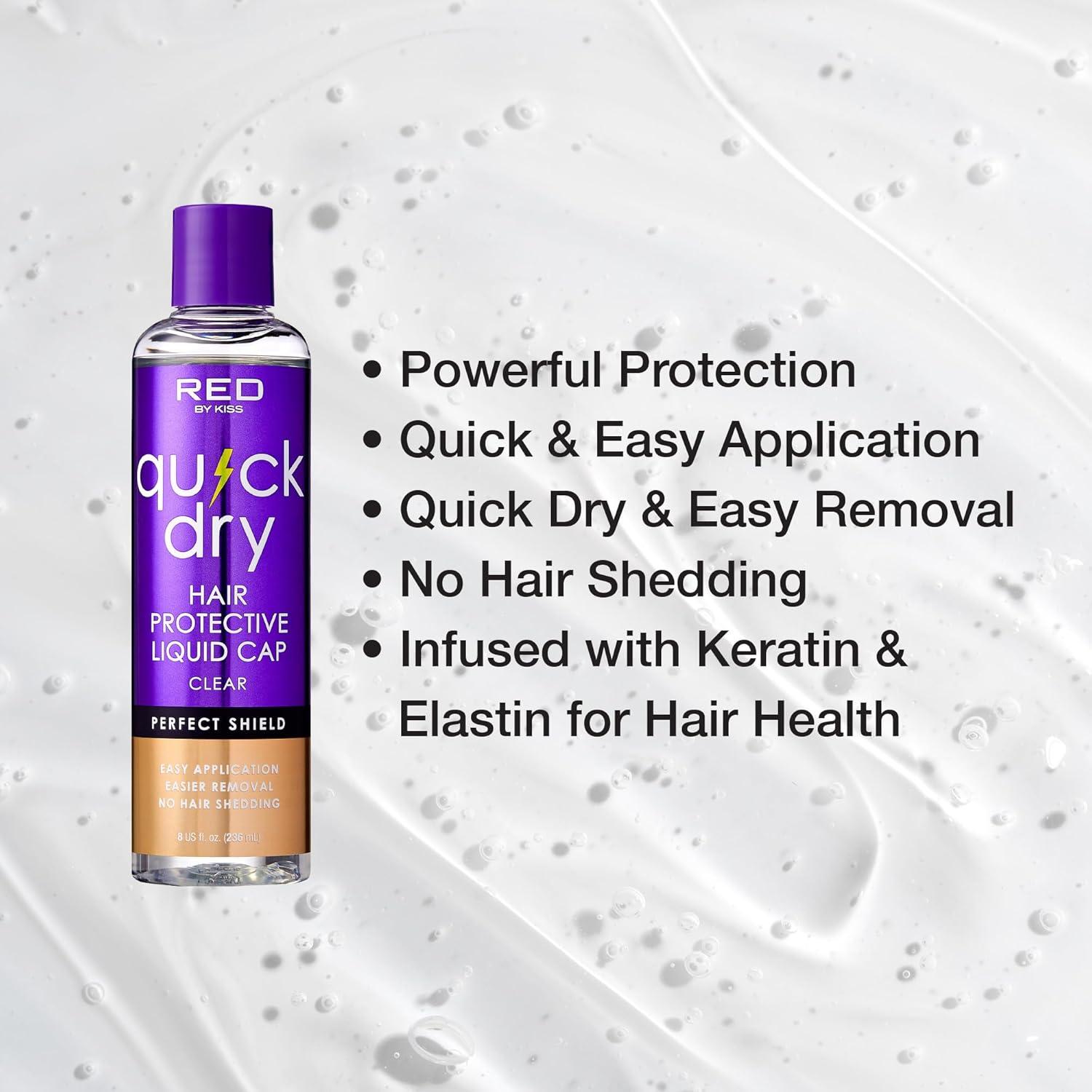 imageRed by Kiss Quick Dry Hair Protective Liquid Cap Strong Lightweight Protection from Weaves Glue Damage Fast Application Quick Drying ampamp Easy Removal Keratin ampamp Tea Tree Enriched Black 2ozClear