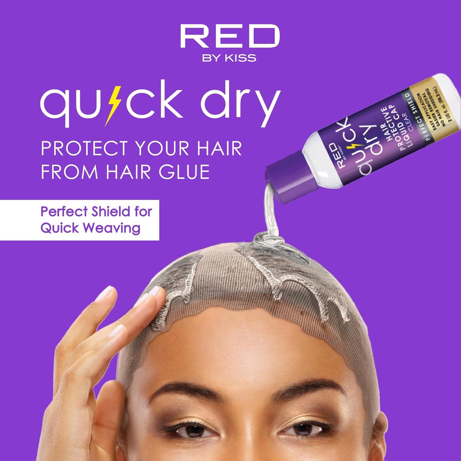imageRed by Kiss Quick Dry Hair Protective Liquid Cap Strong Lightweight Protection from Weaves Glue Damage Fast Application Quick Drying ampamp Easy Removal Keratin ampamp Tea Tree Enriched Black 2ozClear