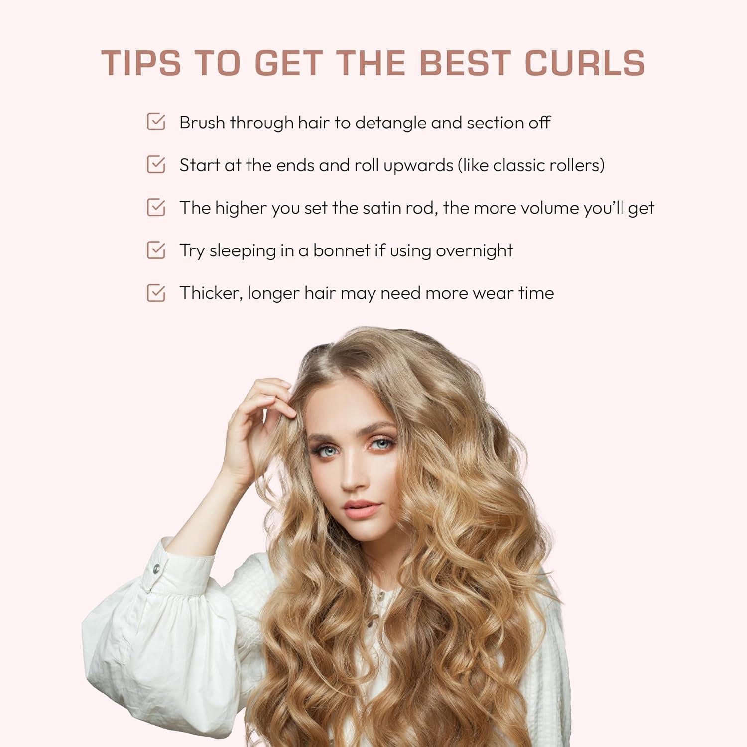 imageRed by Kiss Satin Flexi Heatless Curling Rods Damage Free ampamp Frizz Free No Heat Soft Curls Silky Satin to Prevent Breakage Comfortable PinFree Styling Gentle Rollers for All Hair TypesRed