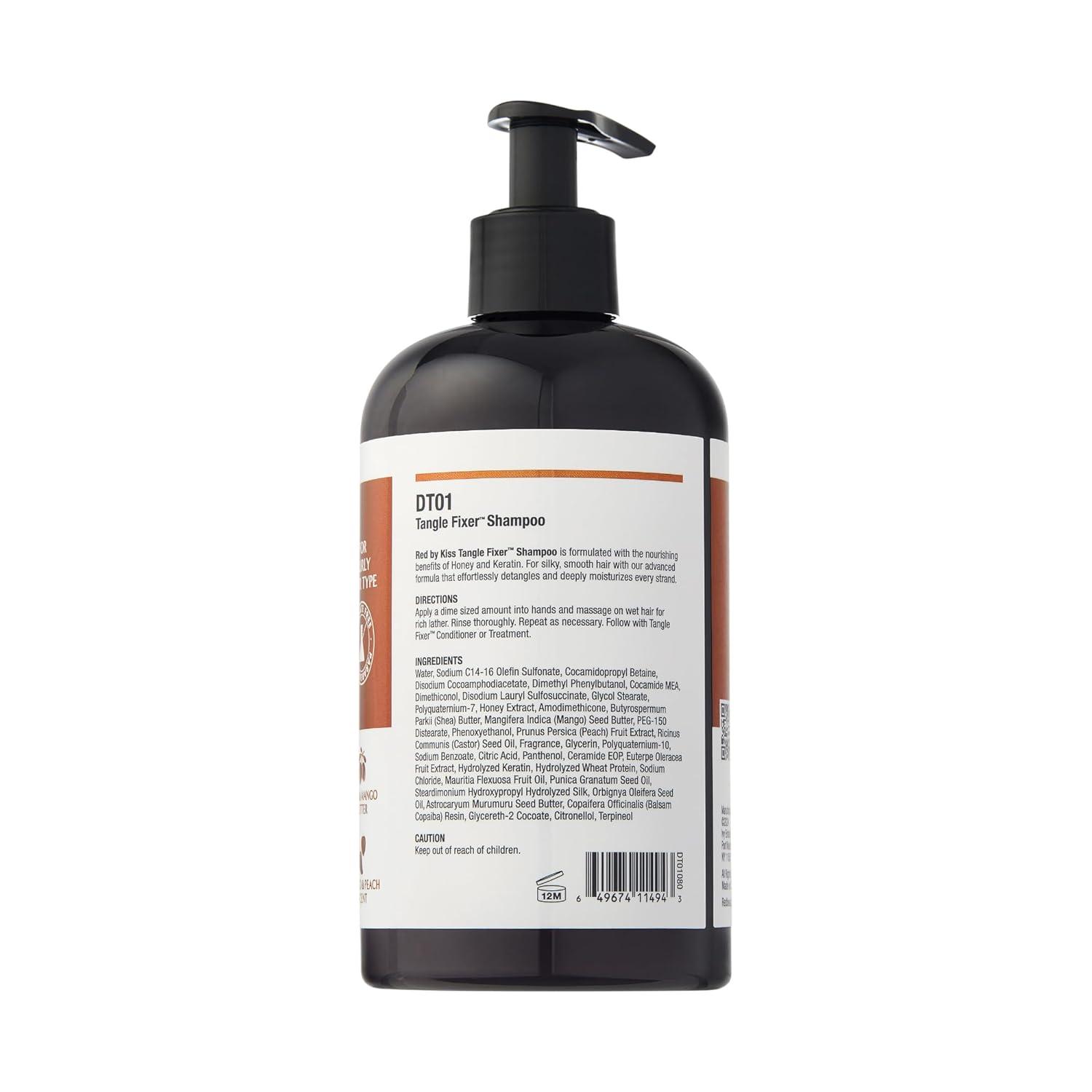 imageRed by Kiss Tangle Fixer with Honey ampamp Keratin SulfateFree Intensive Detangling Treatment for Shine ampamp Frizz Protection Mango ampamp Peach ScentDetangling Shampoo