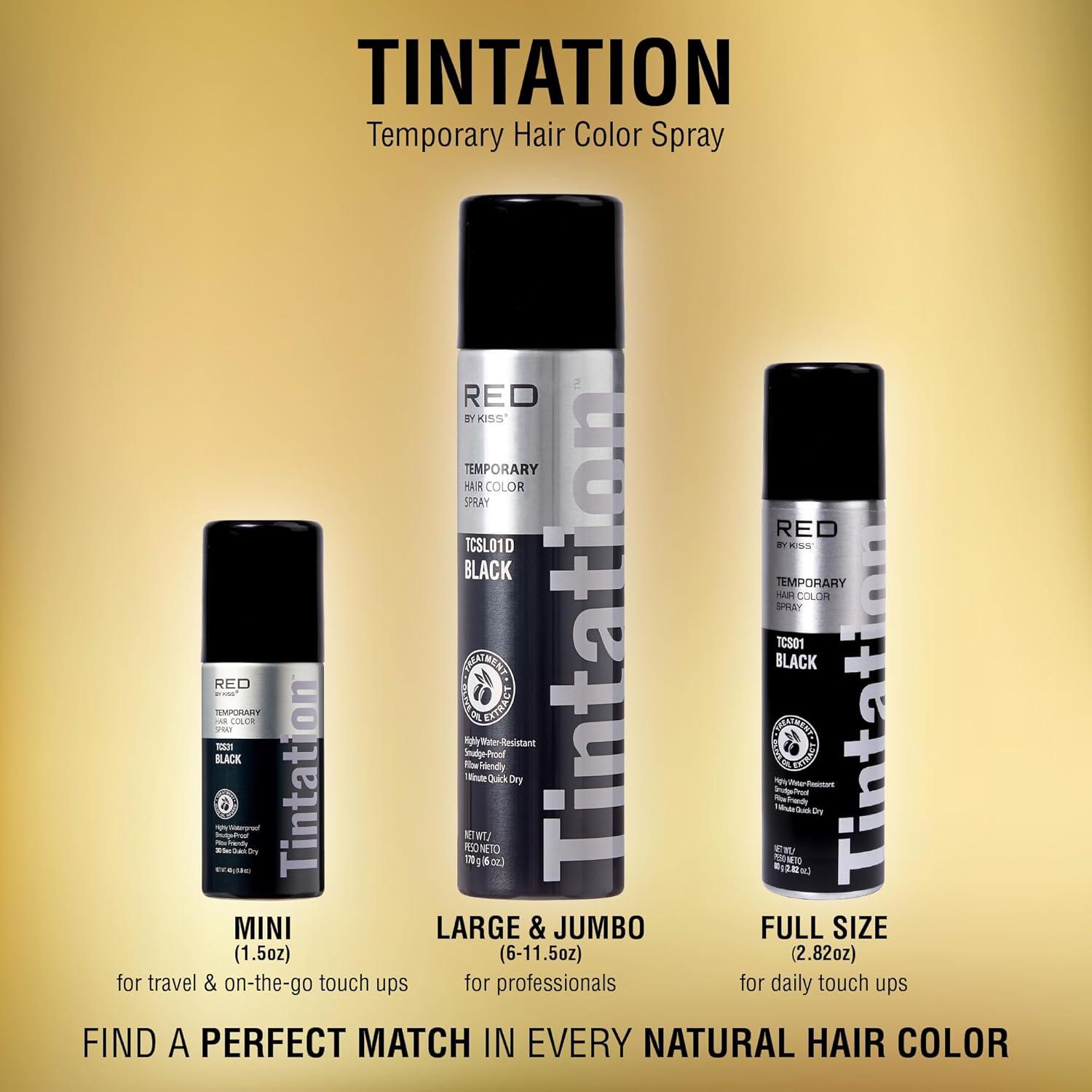 imageRed by Kiss Tintation Temporary Hair Color Spray Instant Gray Root Touch Up Coverage WaterResistant ampamp SmudgeProof Easy Wash Out Barber ampamp Hairline TouchUp QuickDry Darkest Brown 282 oz