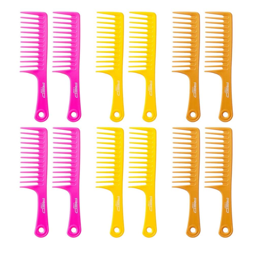 imageHair Shampoo Brush Red by Kiss Scalp Care Hair Brush with Soft Silicon Massager Shampoo Comb SetShampoo Comb Set