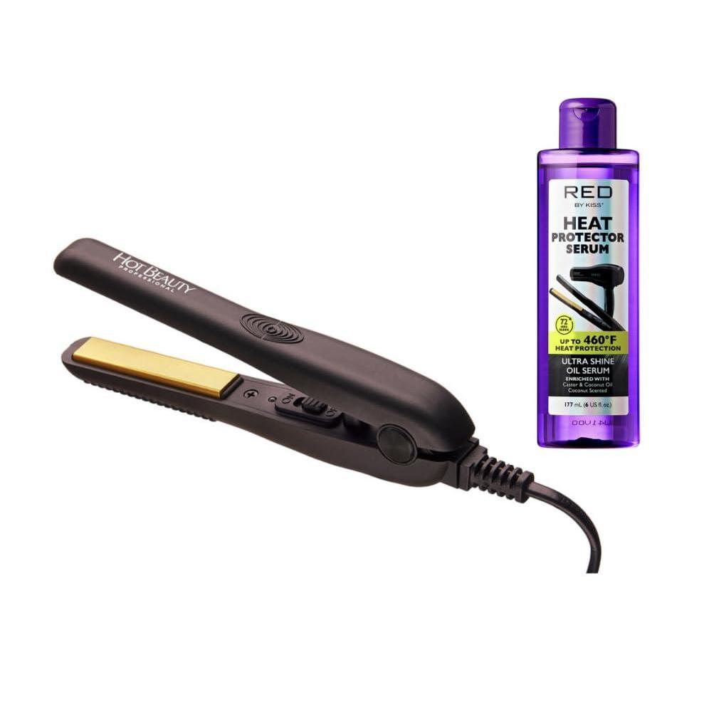imageProfessional Ceramic Mini Flat Iron 12quot with Ultra Shine Heat Protector Serum