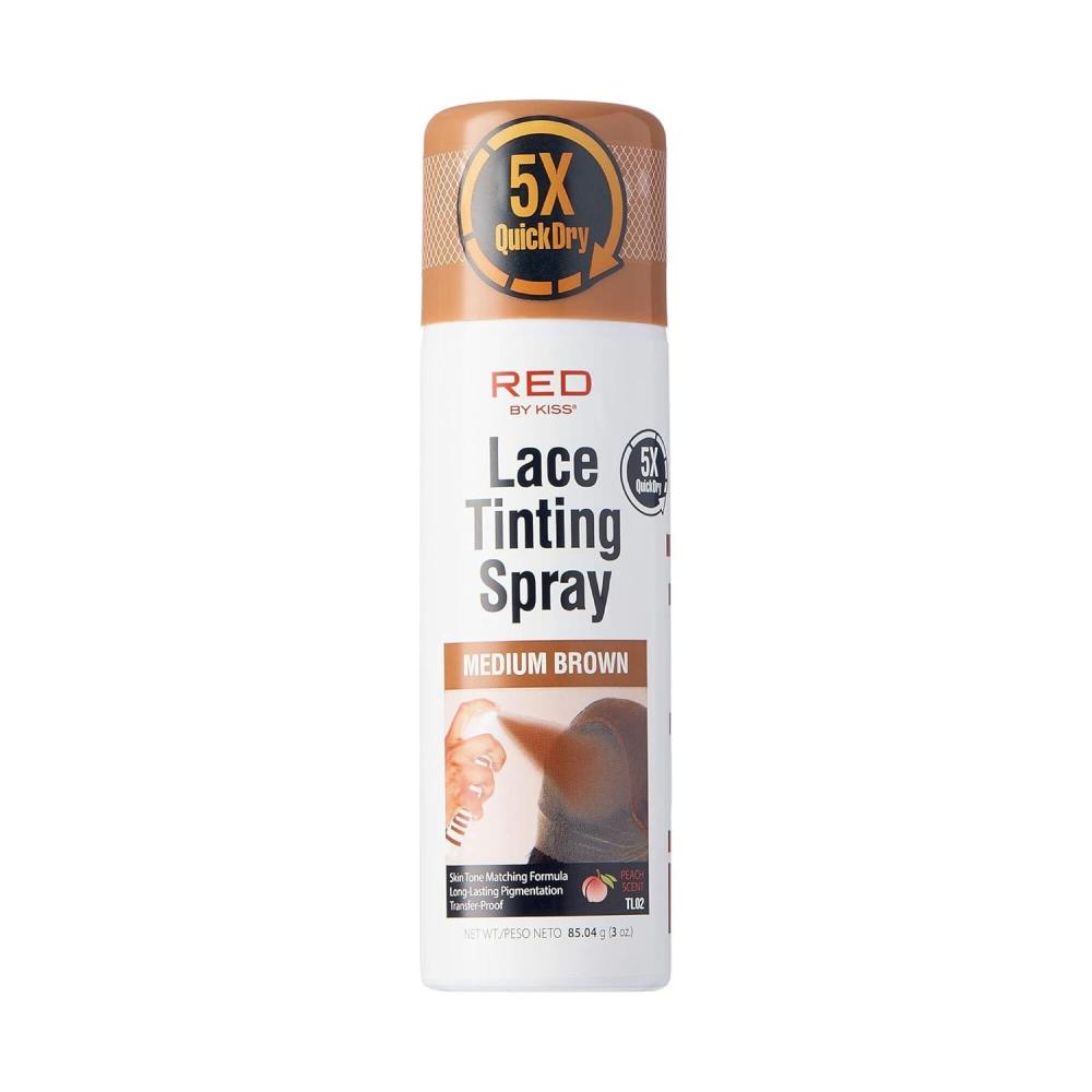 imageRED By Kiss Lace Tinting Spray Quick Dry ampamp Skin Tone Matching for Lace Wig Transferproof No Smudging Long Lasting Precision Control with Pointed Nozzle Peach ScentMedium Brown