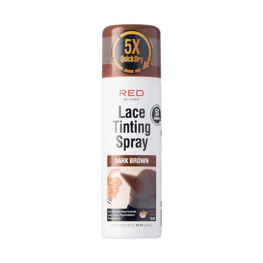 imageRED By Kiss Lace Tinting Spray Quick Dry ampamp Skin Tone Matching for Lace Wig Transferproof No Smudging Long Lasting Precision Control with Pointed Nozzle Peach ScentDark Brown