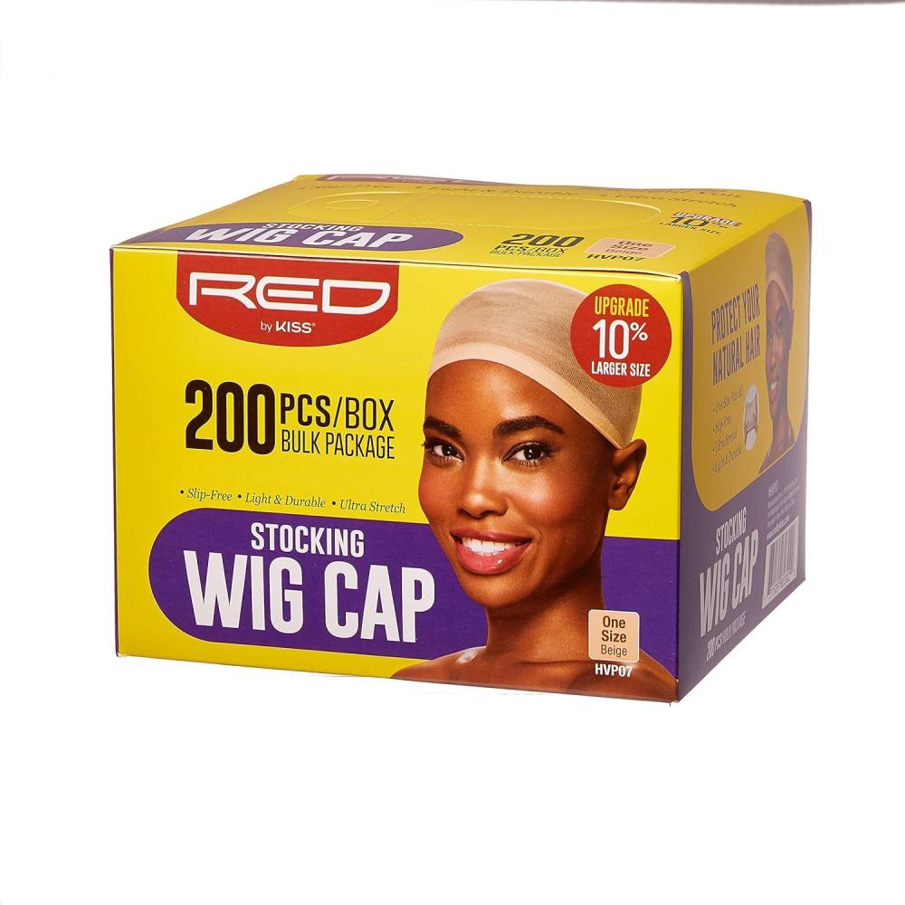 imageRED STOCKING WIG CAP 200PCS Bulk Box Secures your hair long lasting stays in place light lightweight breathable wig comfortable BeigeBeige