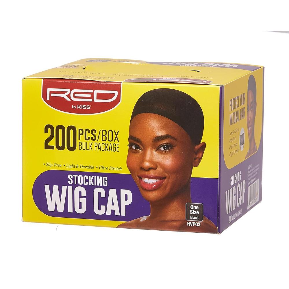 imageRED STOCKING WIG CAP 200PCS Bulk Box Secures your hair long lasting stays in place light lightweight breathable wig comfortable BeigeBlack