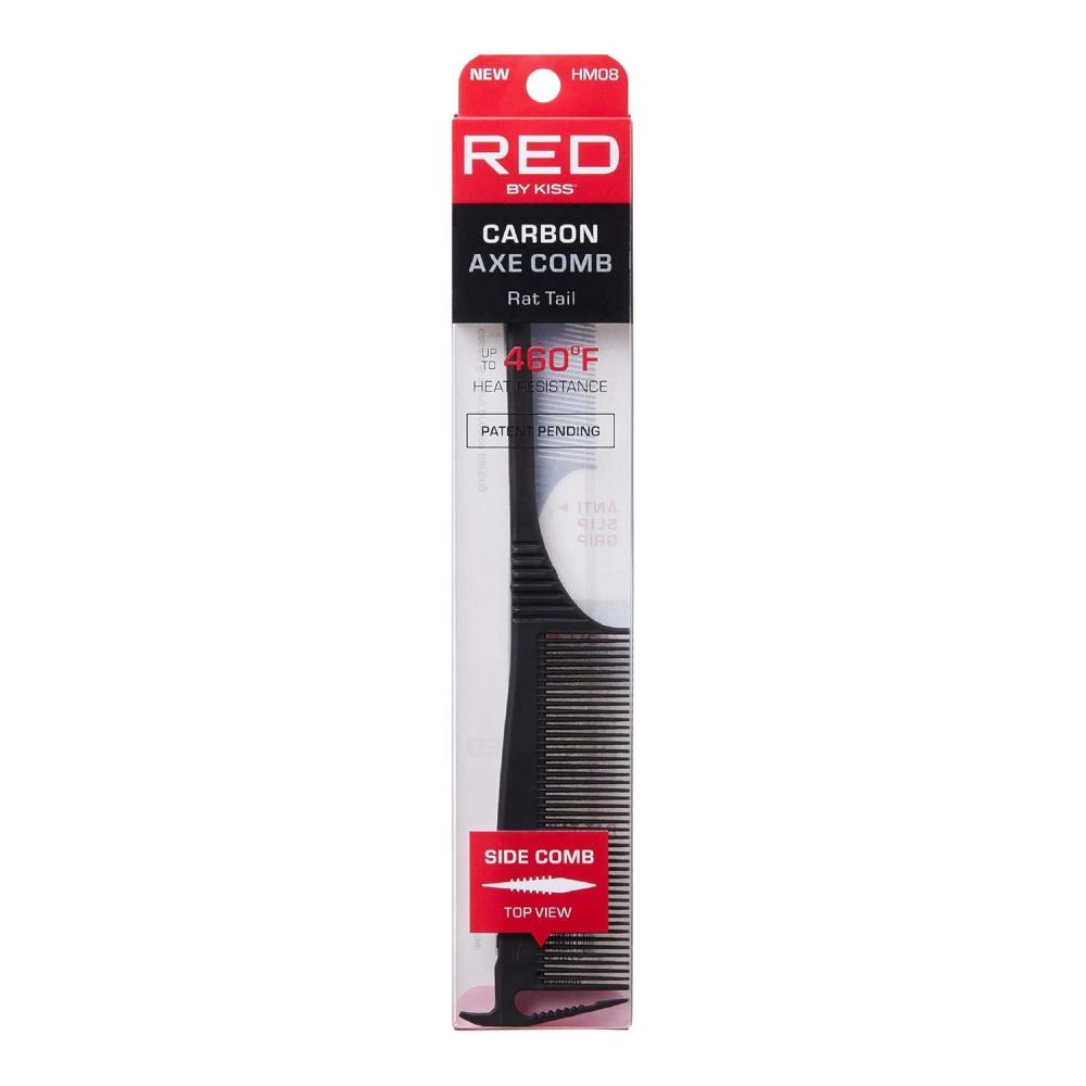 imageRED by Kiss Carbon Axe Comb Parting Comb Anti Frizz Heat Resistant Hair Comb Rat TailRat Tail
